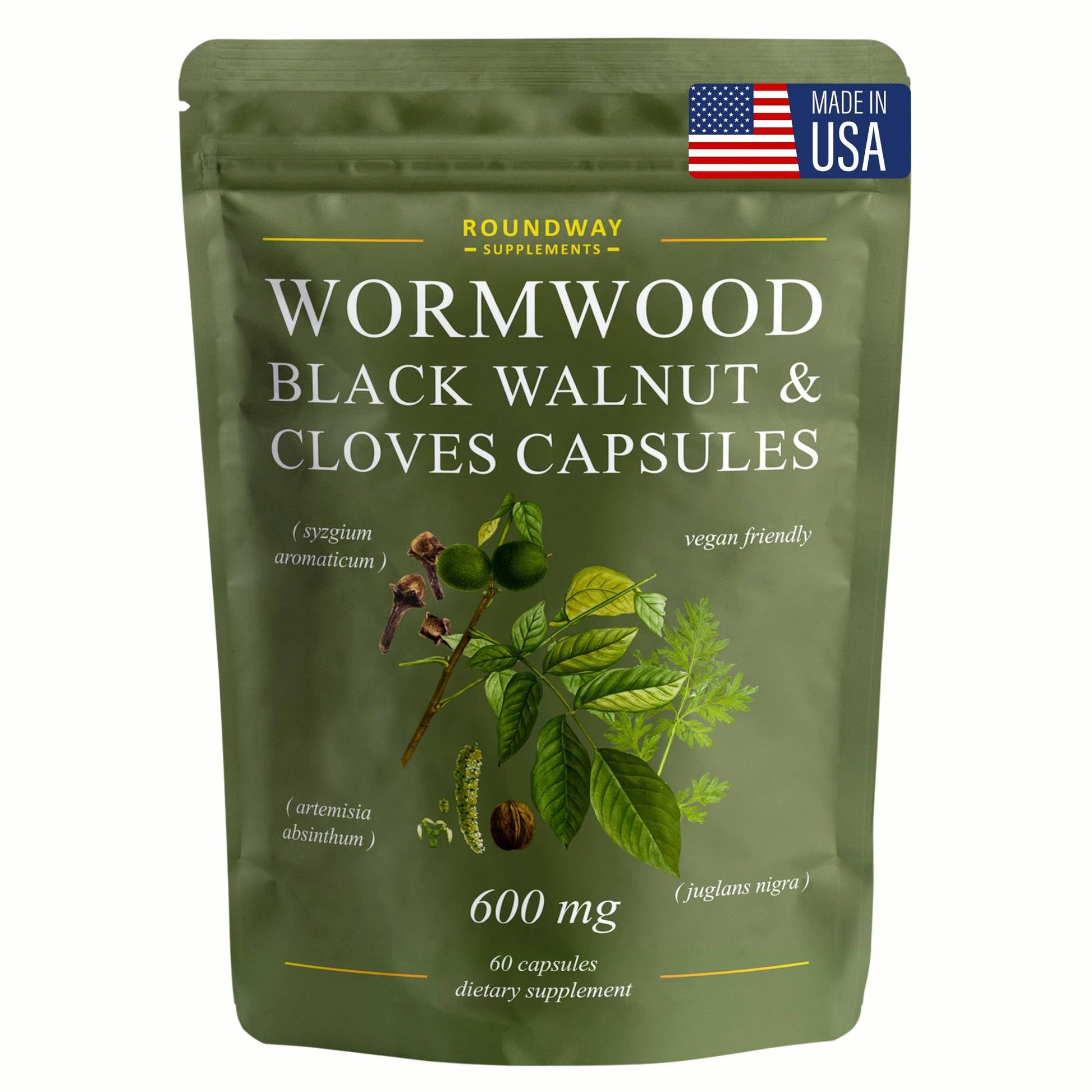 Roundway Supplements Wormwood Black Walnut Hull and Clove Capsules 60 Capsules