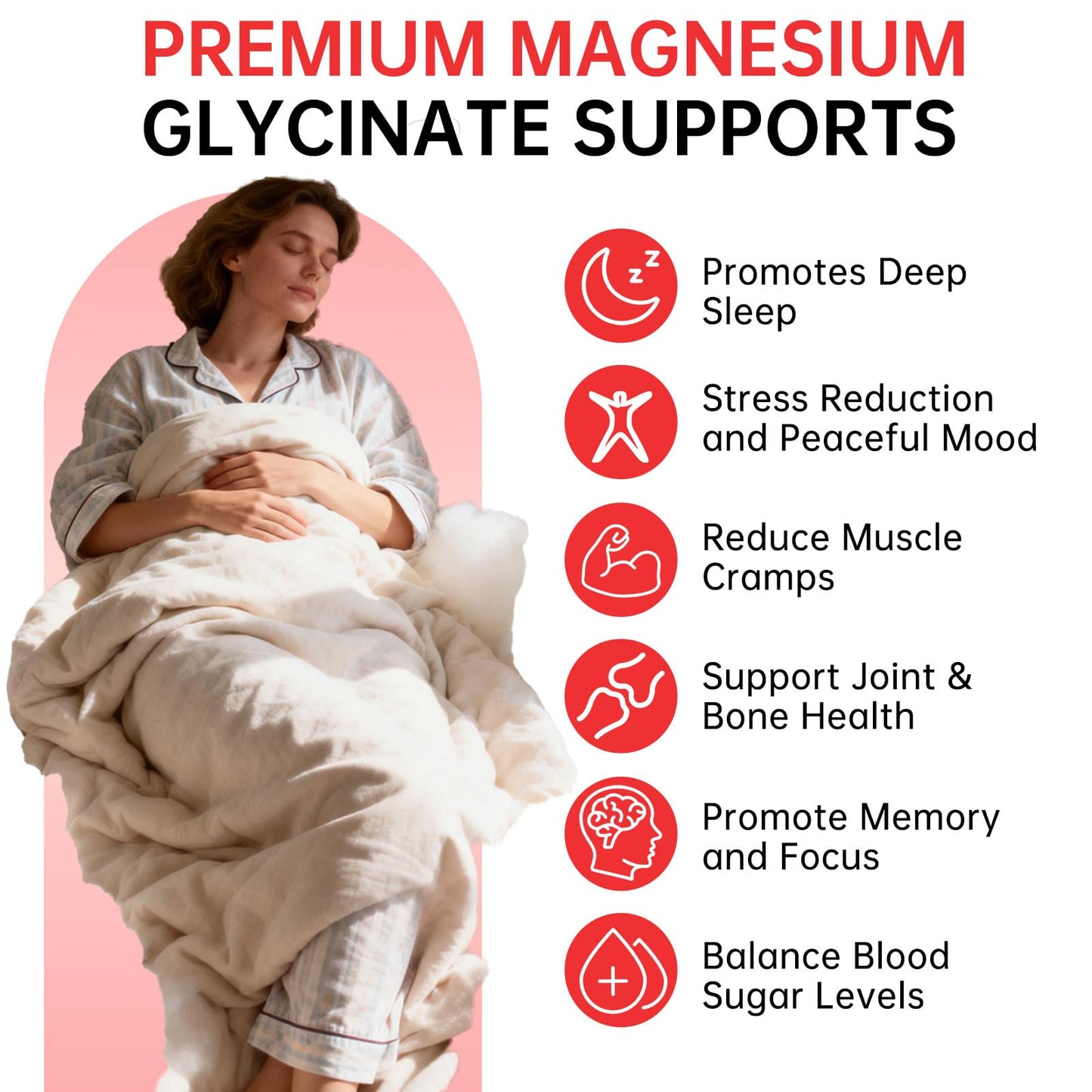 SAYIDON Magnesium Glycinate Gummies 500mg, Sugar Free Strawberry Flavor, 60 Count