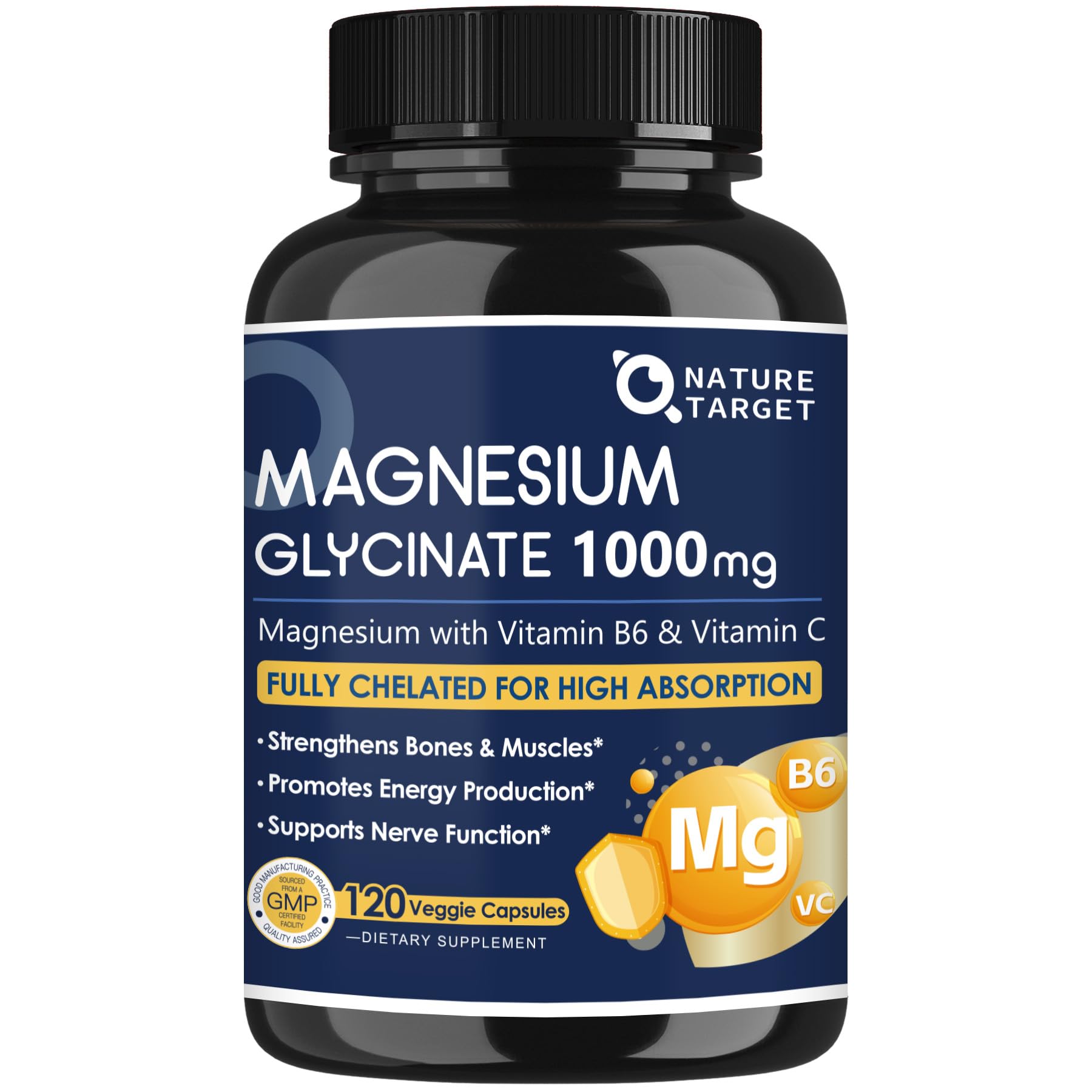 NATURE TARGET Magnesium Glycinate 1000mg Capsule 120 Count