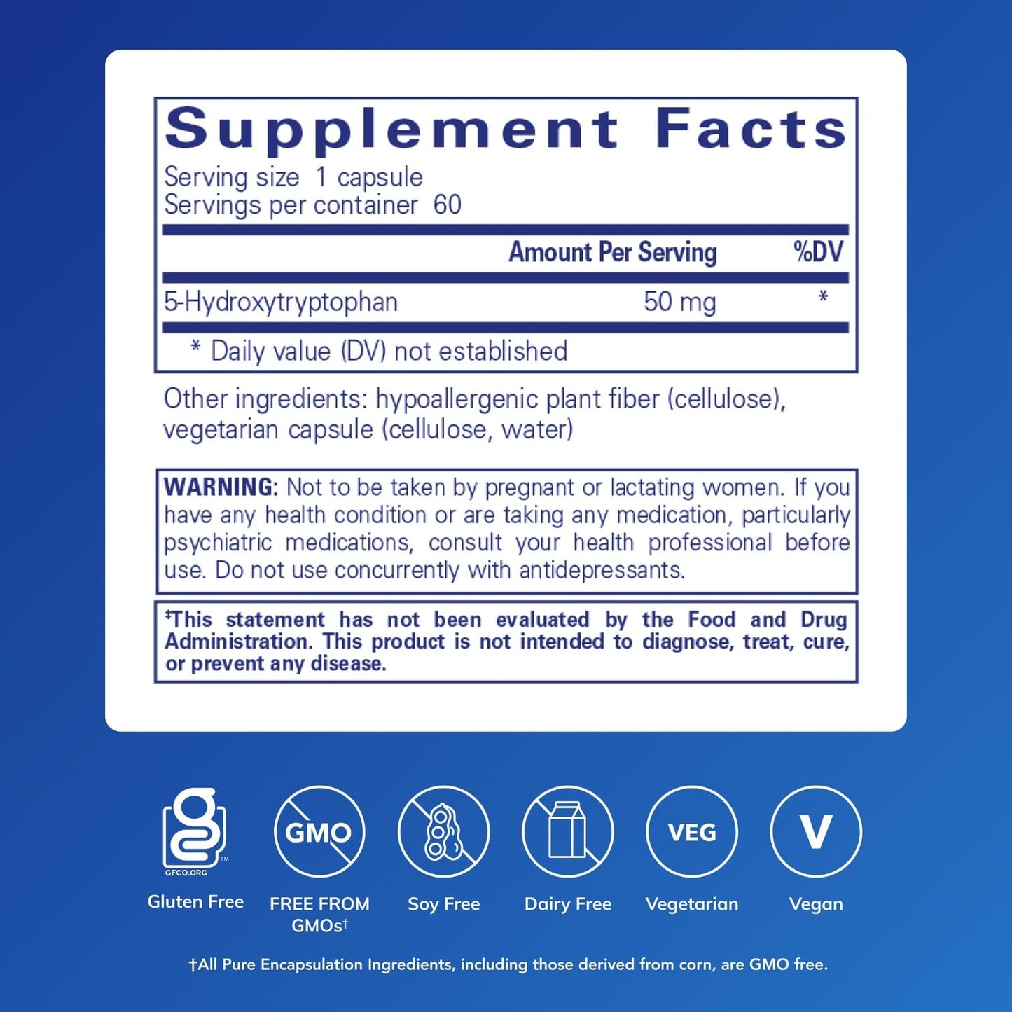 Pure Encapsulations 5-HTP 50 mg Capsules, 60 Count