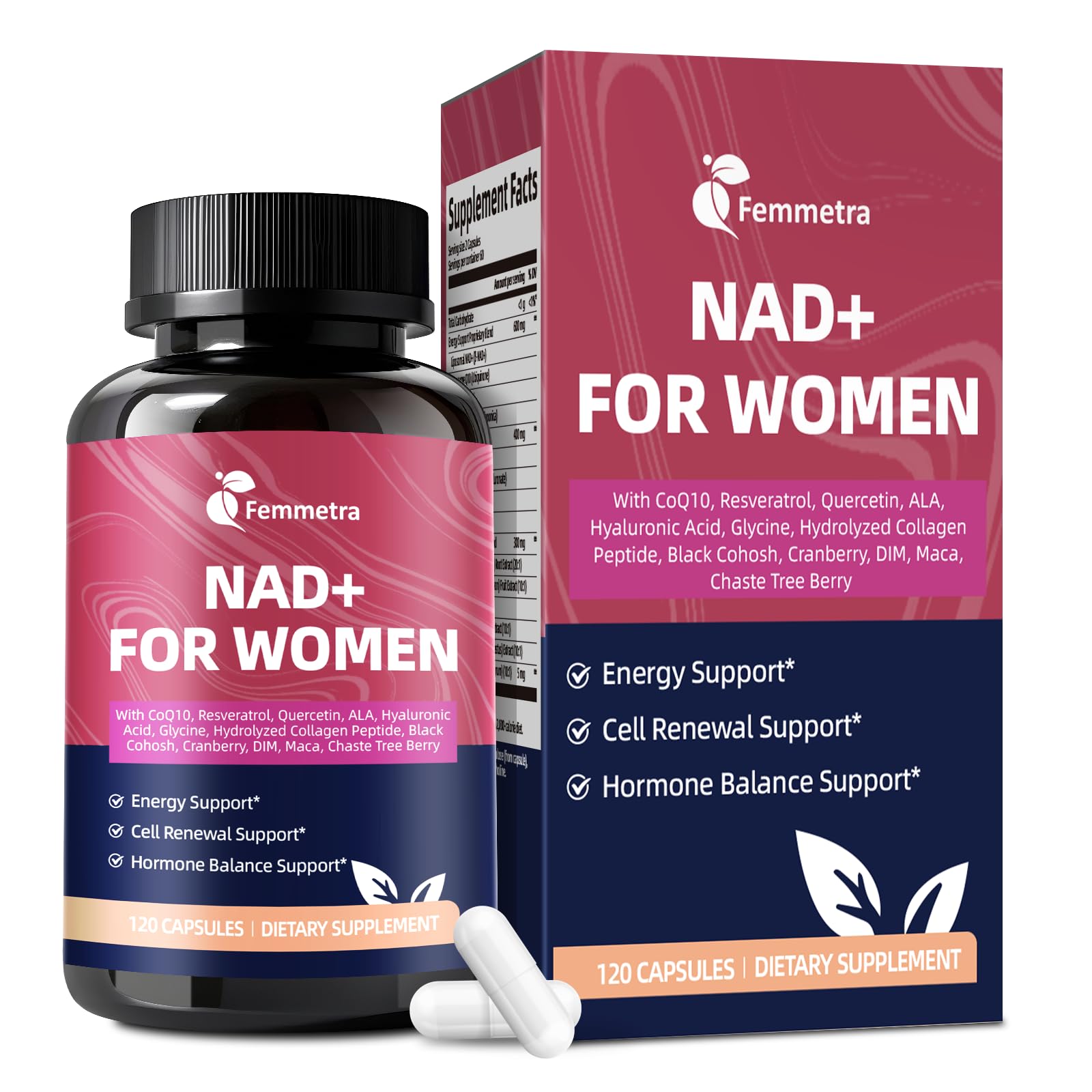 Femmetra Liposomal NAD+ Supplements for Women 1305mg Capsule, 120 Count