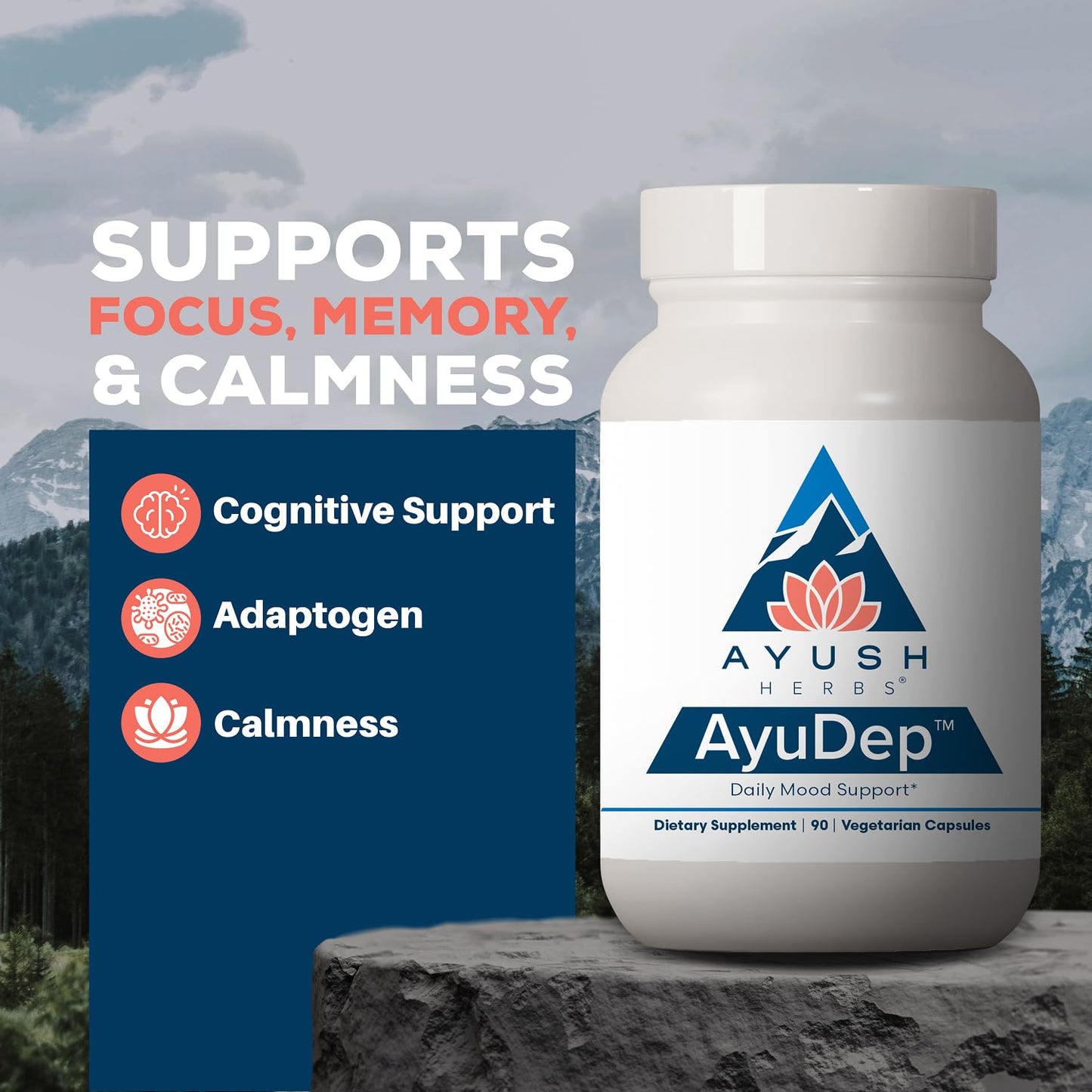Ayush Herbs AyuDep, Saffron & Ashwagandha Supplements Capsules, 90 Count