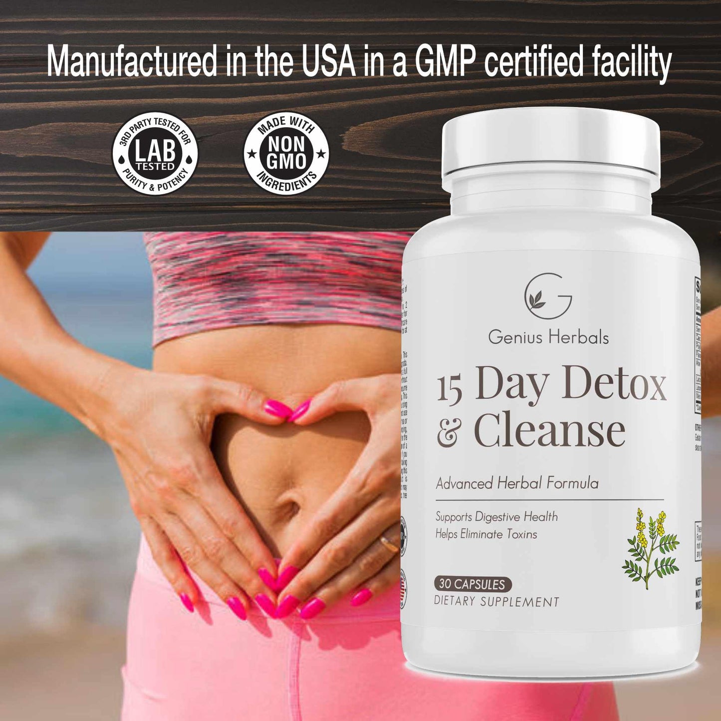GENIUS HERBALS 15 Day Detox and Cleanse Capsule, 30 Count