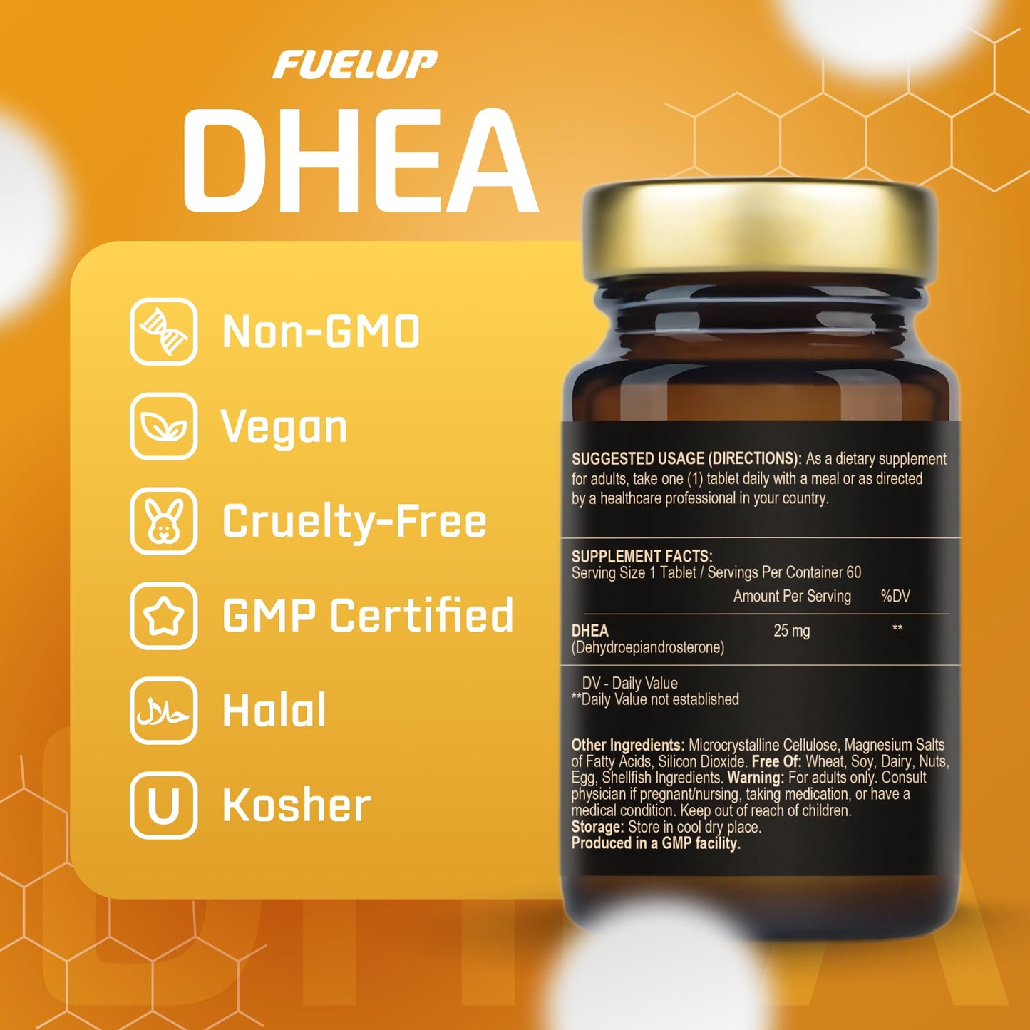 Fuelup DHEA 25 mg Tablets 60 Count