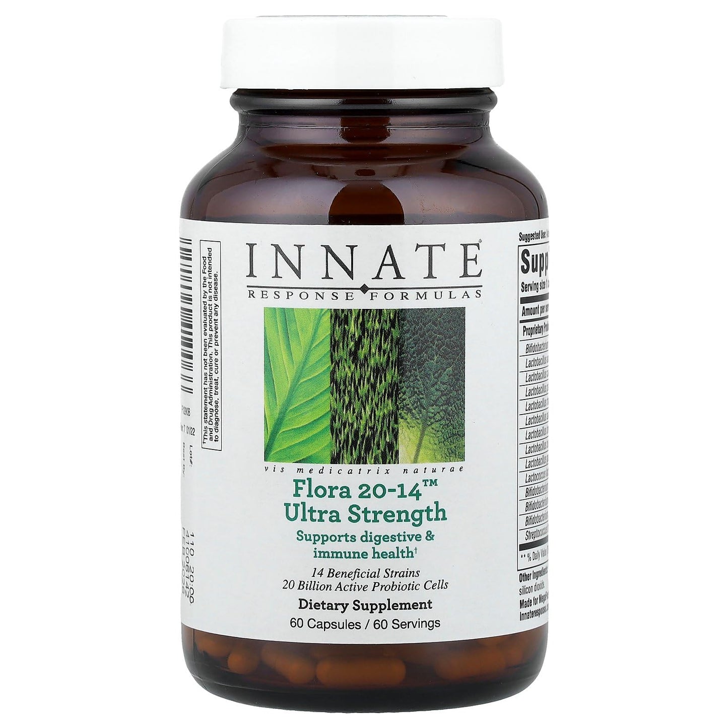 Innate Response Formulas Flora 20-14 Ultra Strength Probiotics for Digestive Health, 60 Capsules