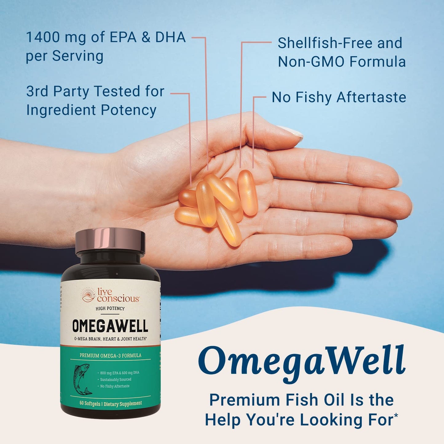 Live Conscious OmegaWell Fish Oil Softgel 120 Count