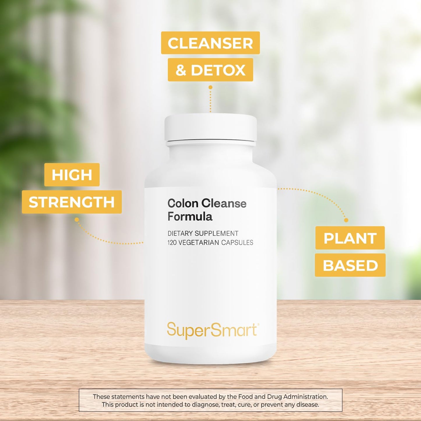 Supersmart Colon Cleanse Formula (High Strength) with Psyllium Husk, Senna - Natural Daily Fiber - Colon Cleanser & Detox Capsules 120