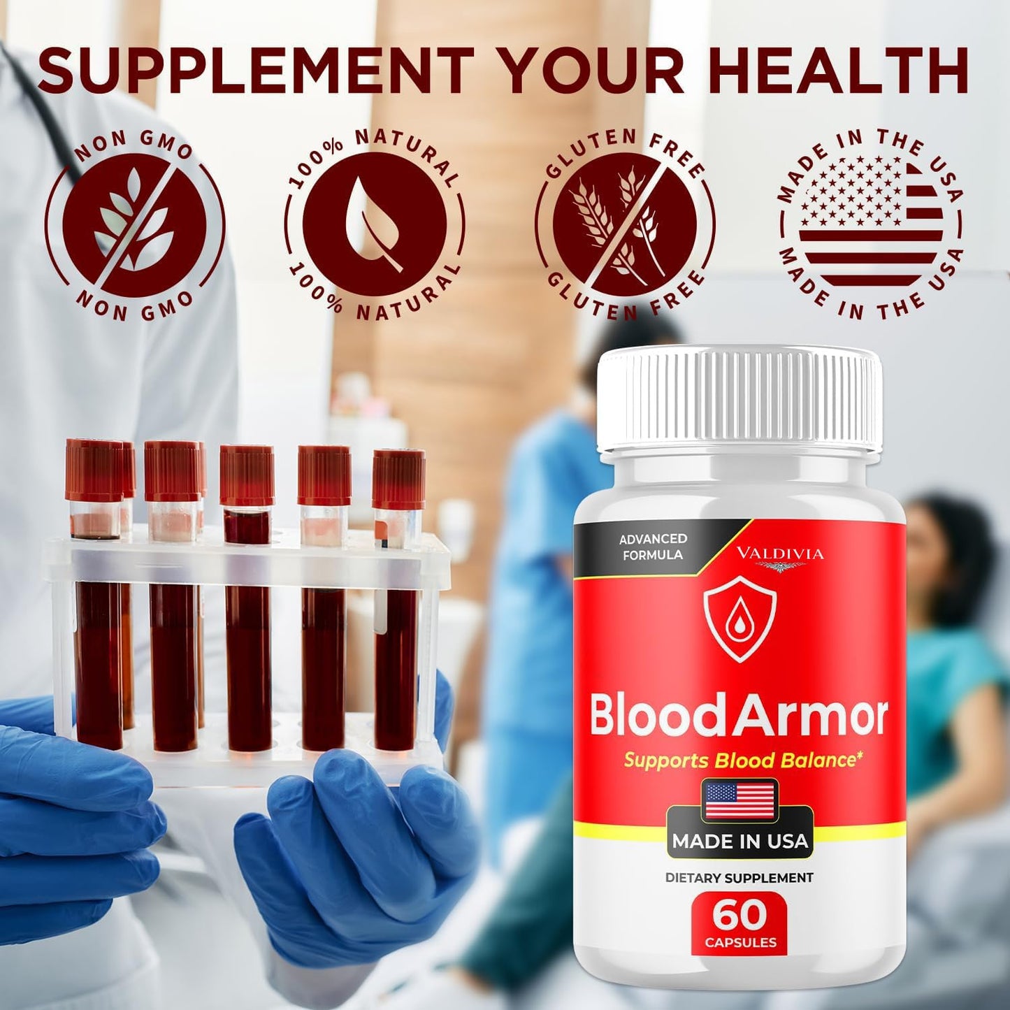 Valdivia BloodArmor Capsules - Maximum Strength Blood Support Supplement, All Natural Circulation & Stable Levels, 300 Capsules