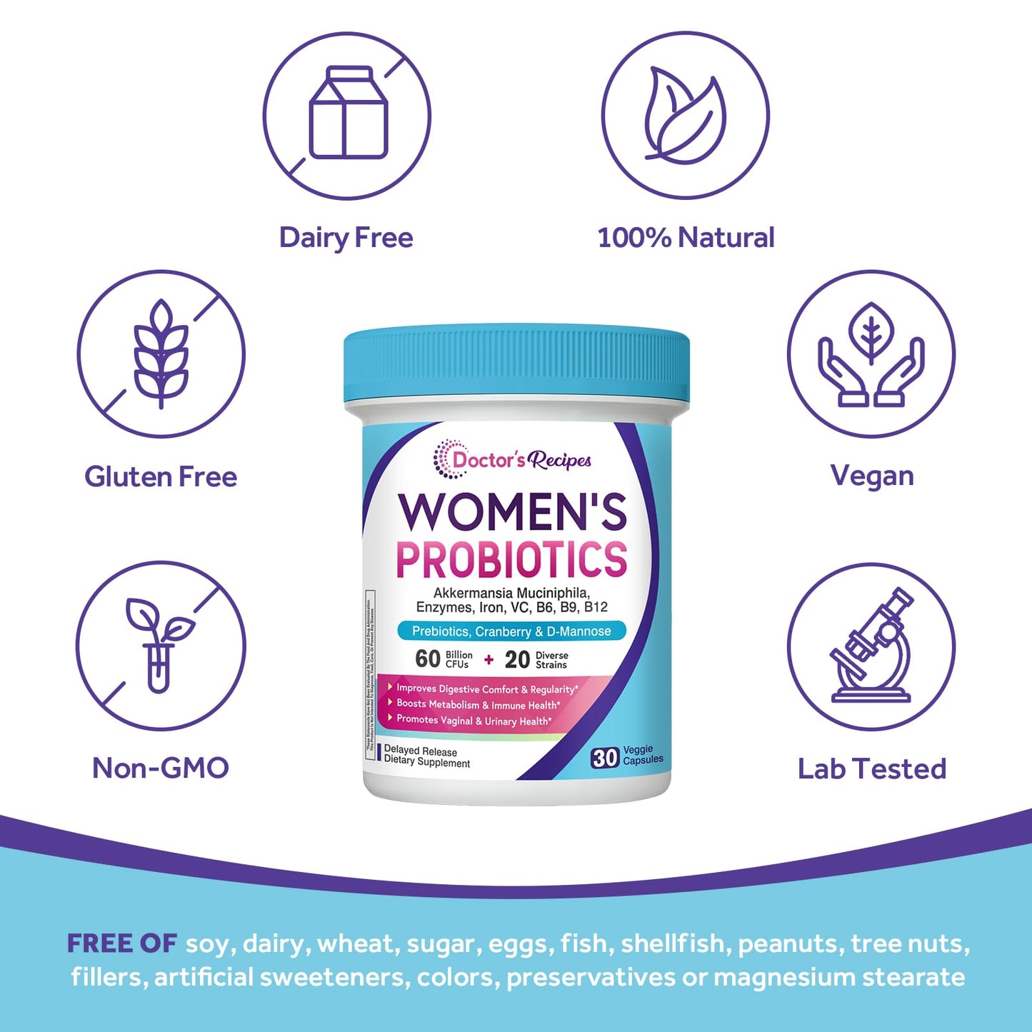 Doctor's Recipes Probiotics for Women Capsules 30 Count
