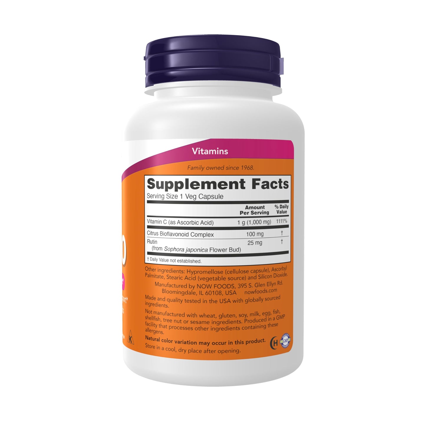 NOW Foods Vitamin C-1000 with Bioflavonoids Veg Capsules, 100 Capsules