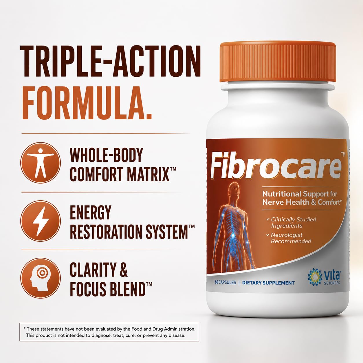 Vita Sciences FibroCare Daily Nerve Support Supplement 60 Capsules