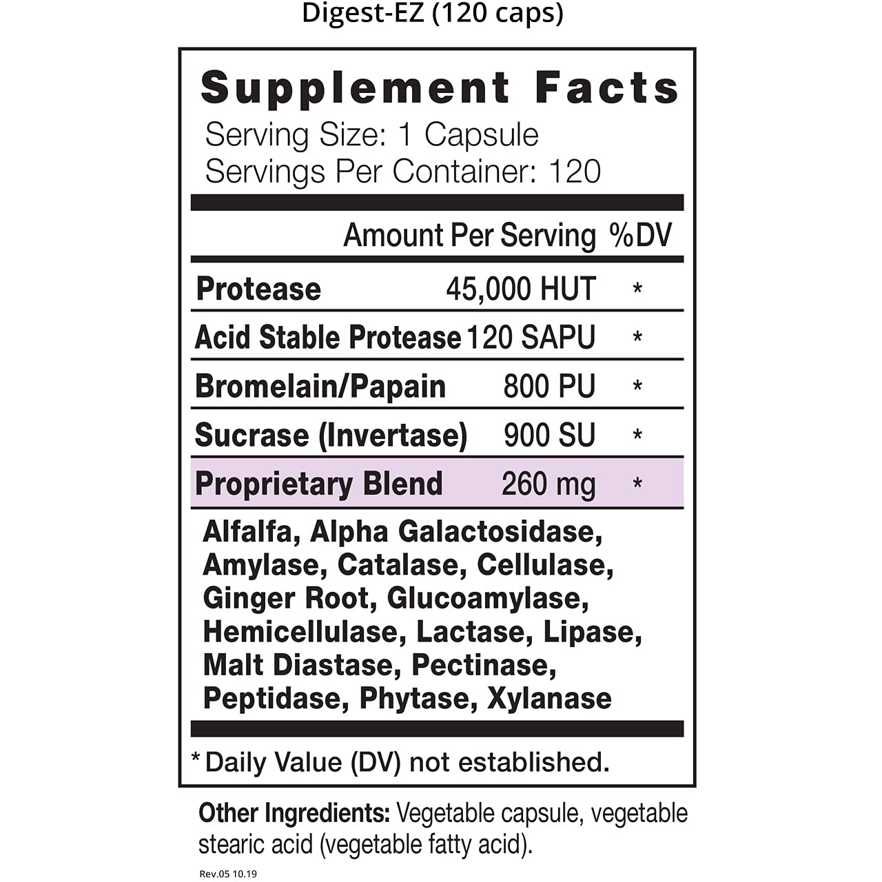 Eniva Health Digest-EZ Digestive Enzymes Bromelain and Papain Ginger and Alfalfa Blend Capsules, 120 Count