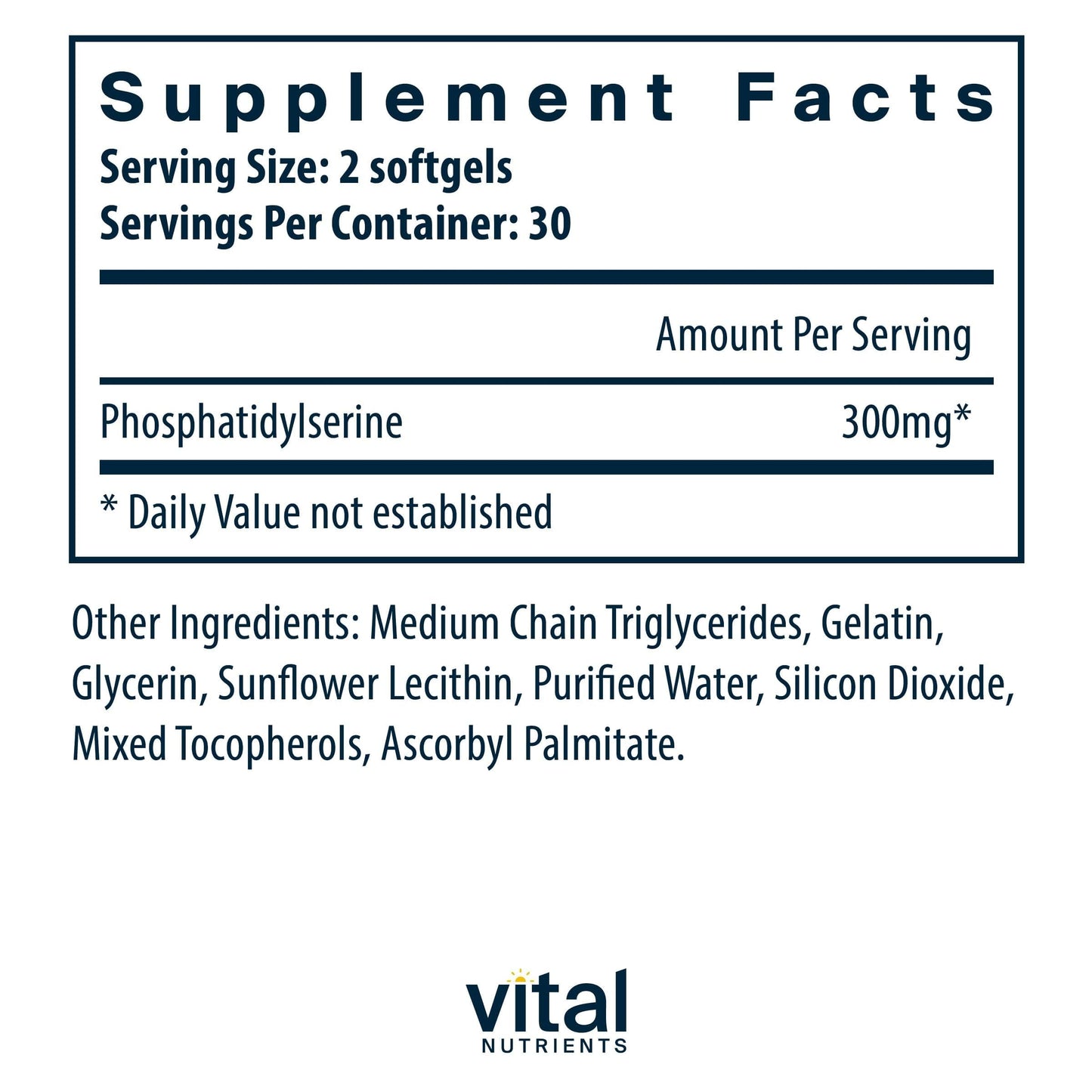 Vital Nutrients Phosphatidylserine 150mg Softgels 60 Count