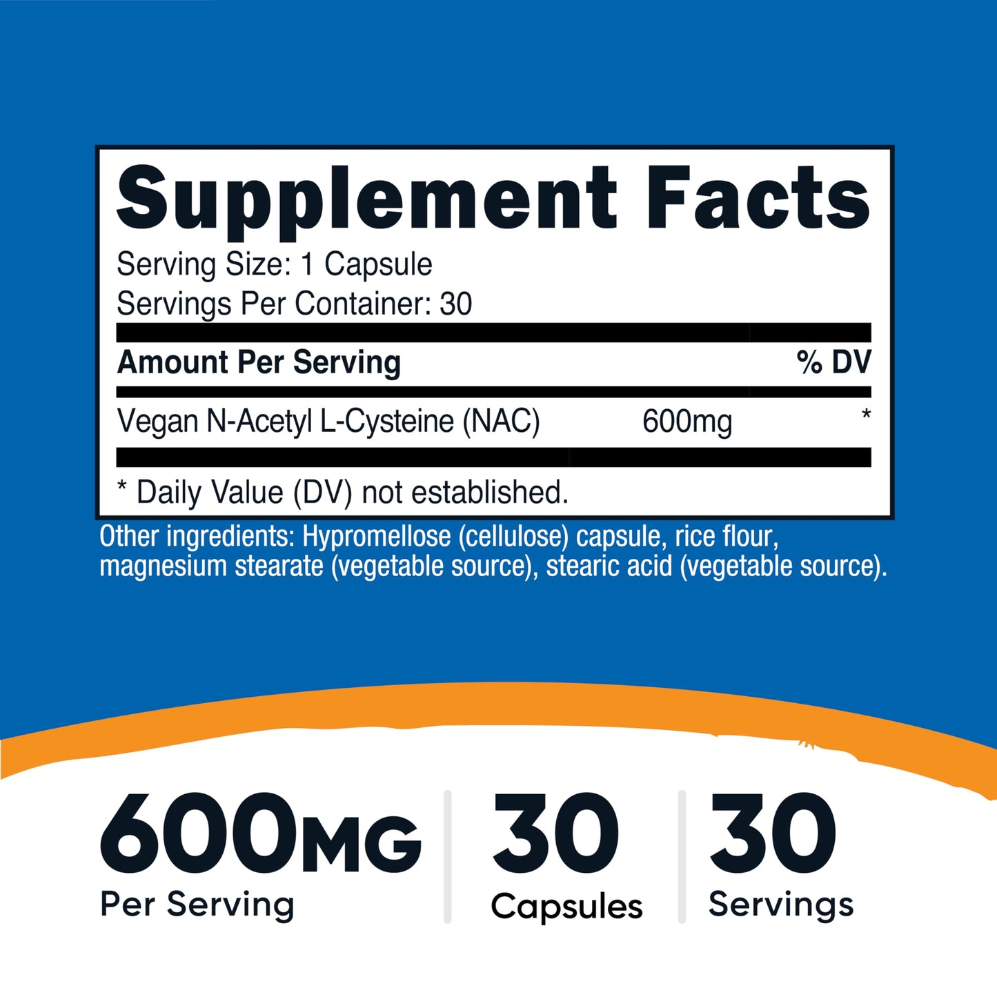 Nutricost N-Acetyl L-Cysteine (NAC) 600mg Capsules, 30 Count