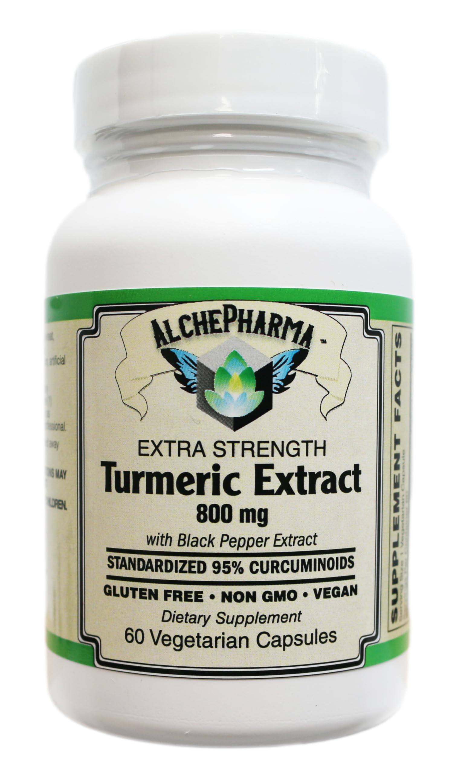 AlchePharma Extra Strength Turmeric 800 mg with BioPerine Capsule, 1 Count