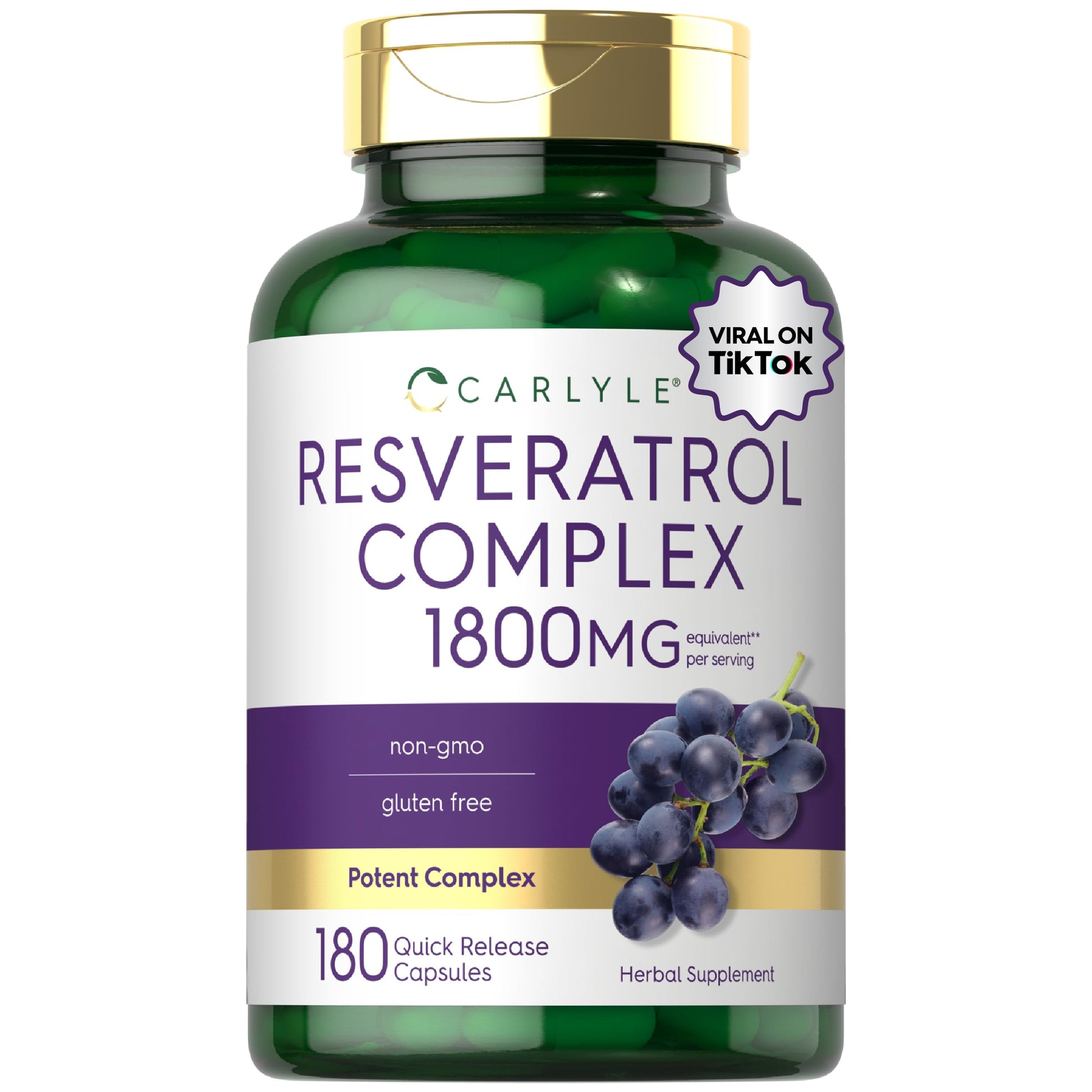 Carlyle Resveratrol Complex Capsules, 180 Count