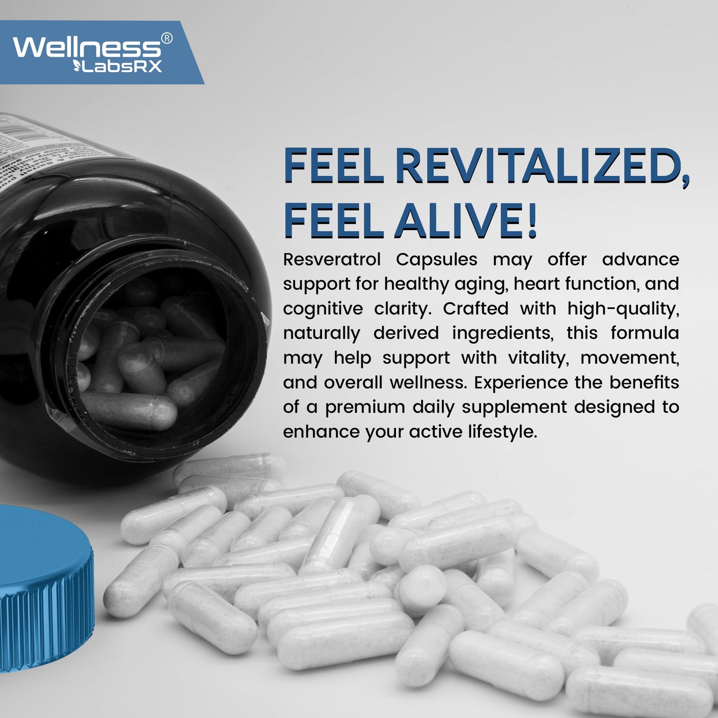 WELLNESS LABSRX Resveratrol Supplement 1000mg, 120 Capsules