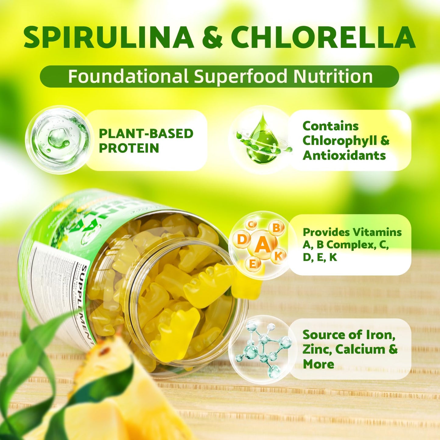 Youlikee Spirulina Chlorella Gummies 120 Gummies