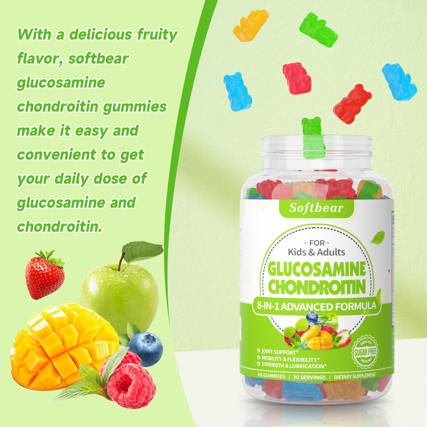 Softbear Glucosamine Chondroitin Gummies 60 Count