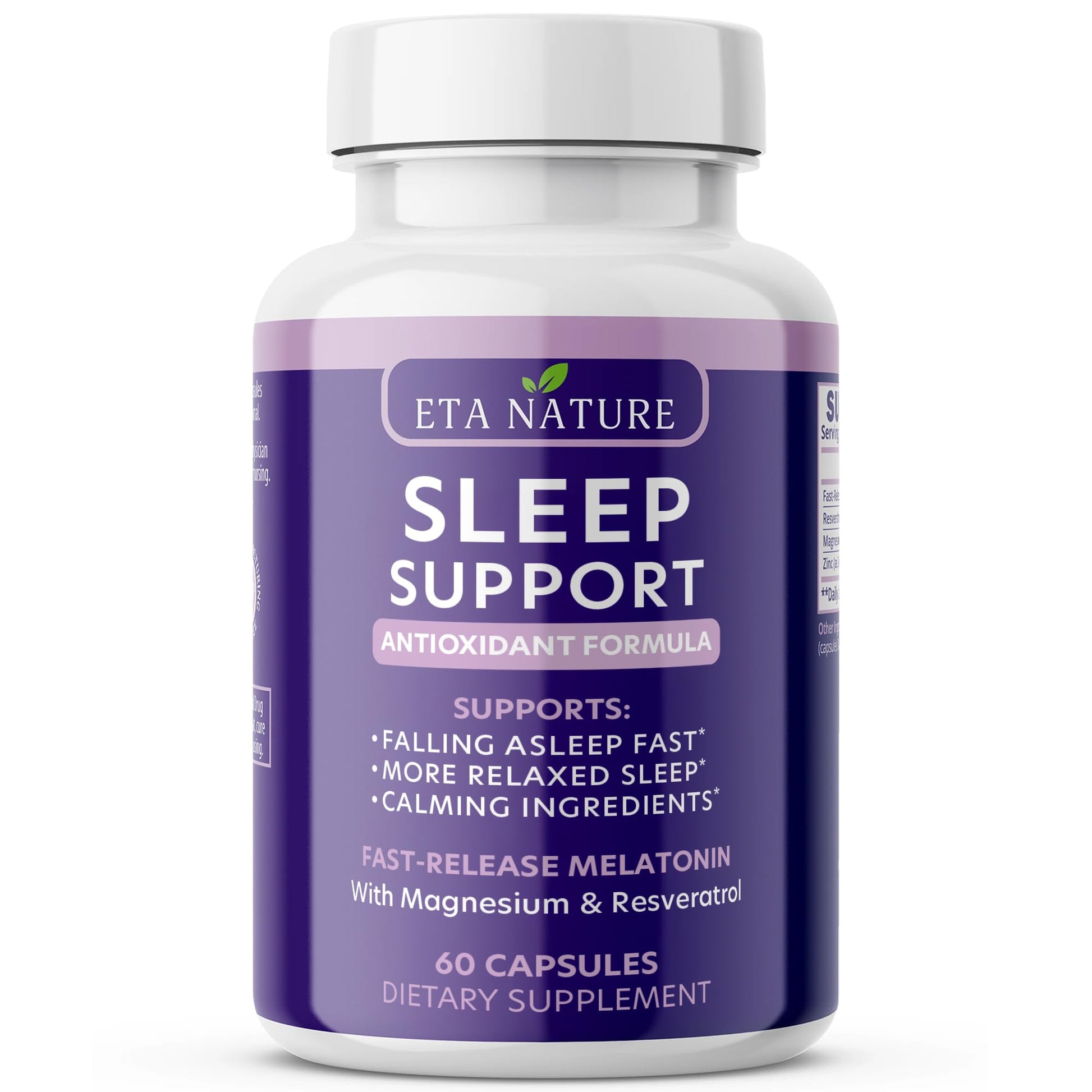 ETANATURE Sleep Supplement with Melatonin, Resveratrol, Zinc & Magnesium Capsules, 60 Count