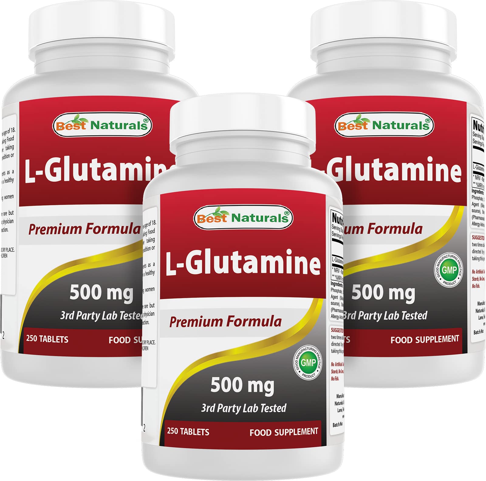 Best Naturals L-Glutamine 500mg Tablets 750 Count