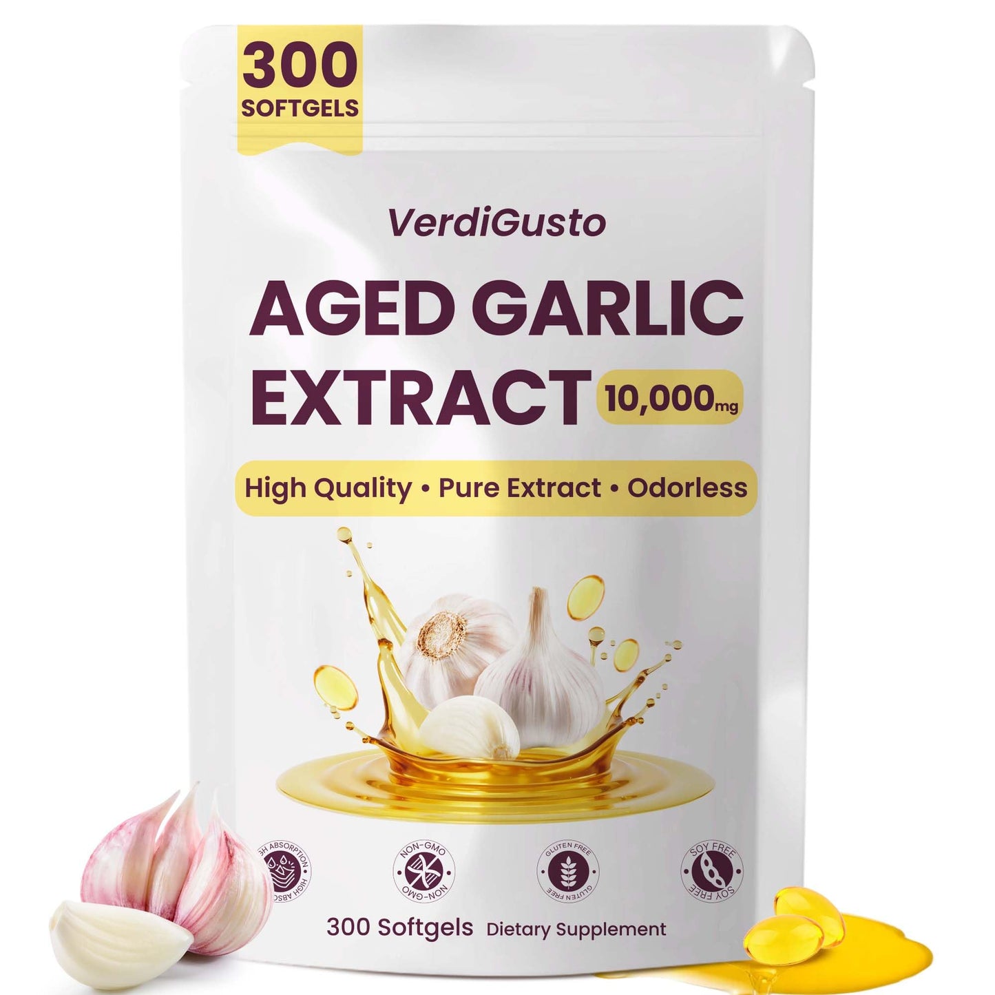 VerdiGusto Odorless Aged Garlic Extract Softgels 300