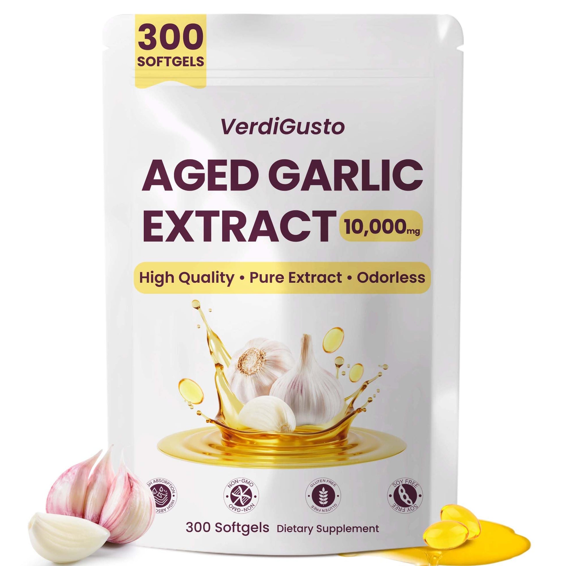 VerdiGusto Odorless Aged Garlic Extract Softgels 300