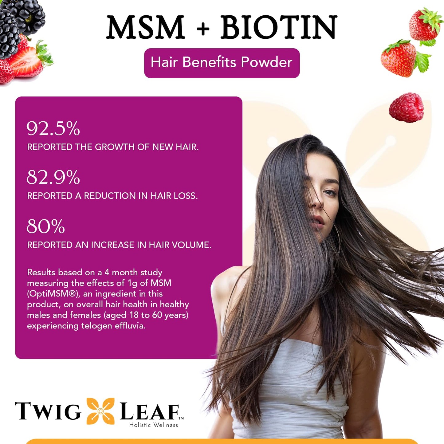 Twig & Leaf MSM + Biotin Hair Benefits Powder 8.5 oz