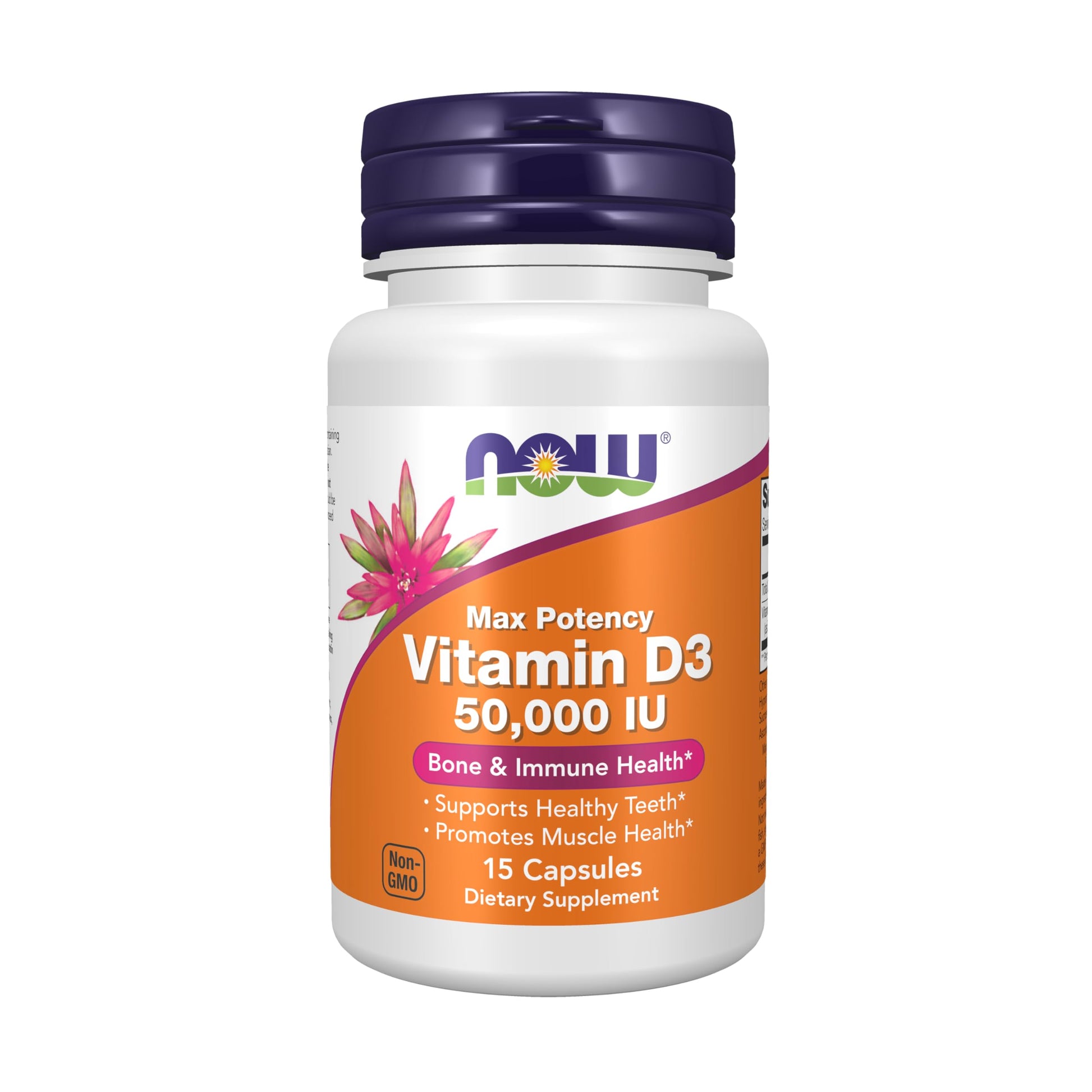 NOW Foods Vitamin D3 50,000 IU Max Potency, 15 Capsules