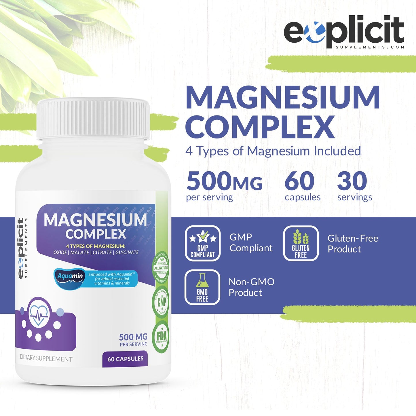 eXplicit Supplements Quad Magnesium Complex Capsule 60 Count