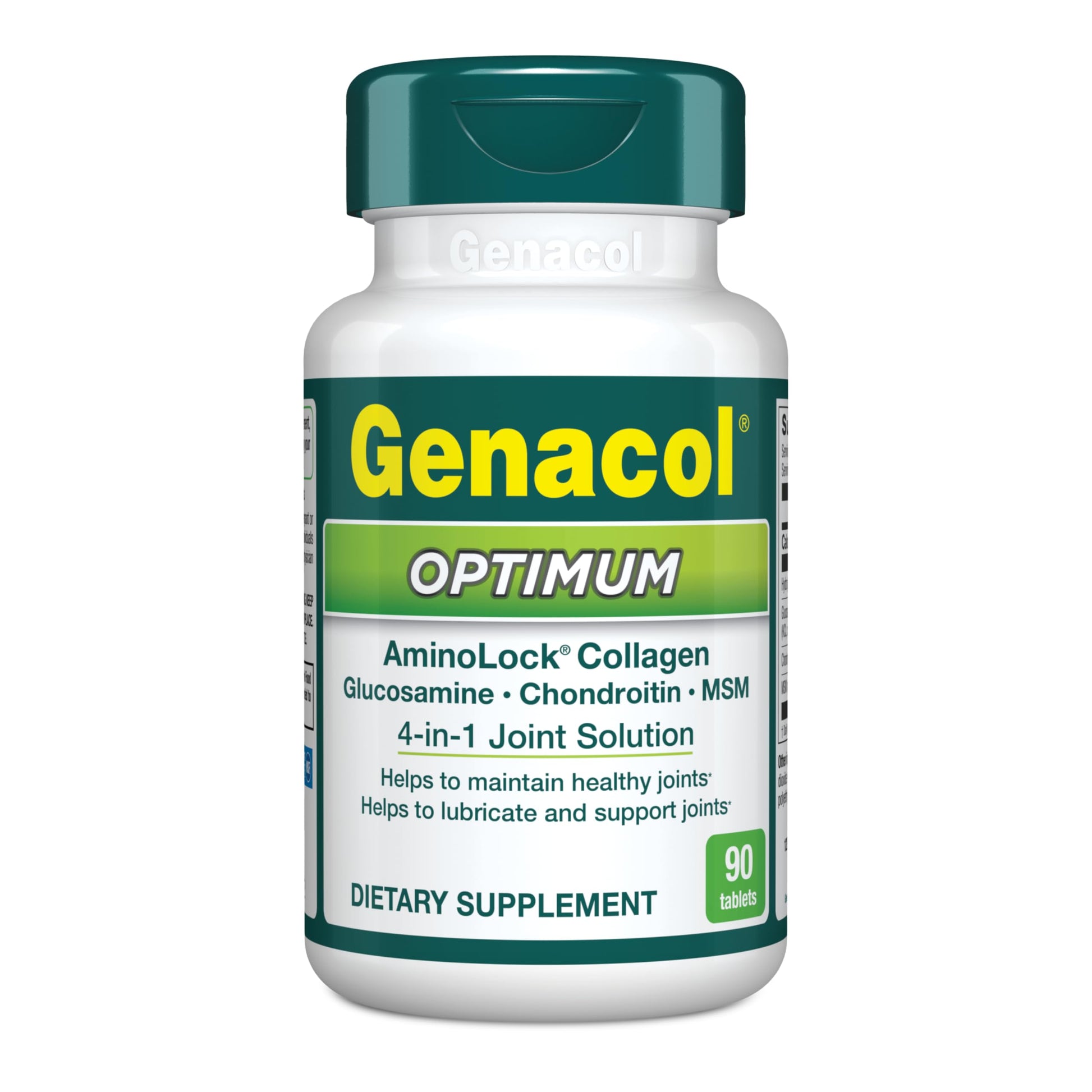 Genacol Optimum Glucosamine, Chondroitin, MSM and Ultra-Hydrolyzed Collagen Joint Supplement Tablets, 90 Count