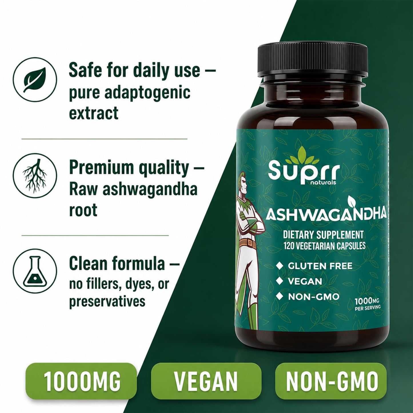 suprr naturals Ashwagandha 1000mg Capsules 120 Count