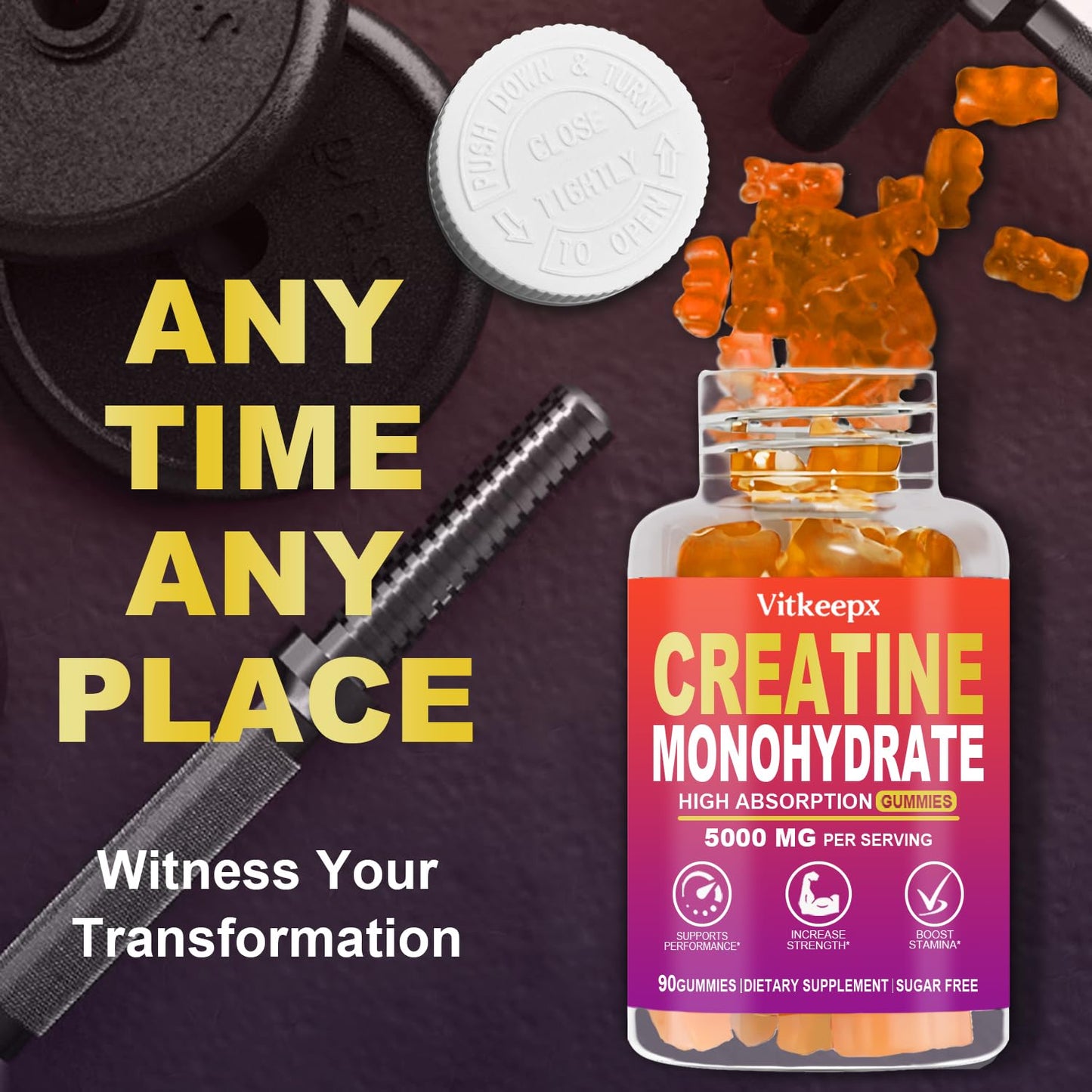 Vitkeepx Creatine Monohydrate Gummies 90 Count