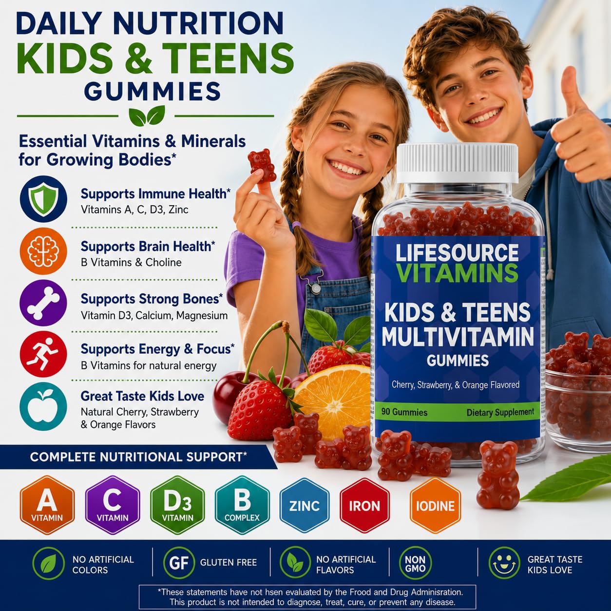 LifeSource Vitamins Kids & Teens Multivitamin Gummies 90 Gummies