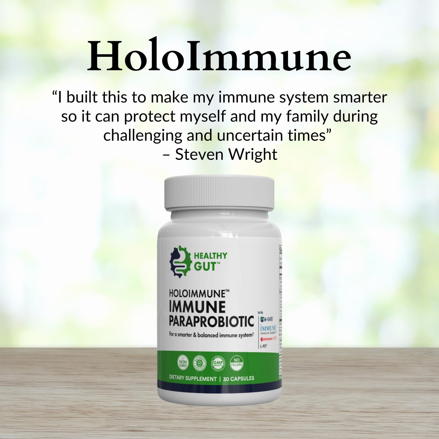 Healthy Gut HoloImmune Paraprobiotic with Immuse Immune Support 30 Capsules