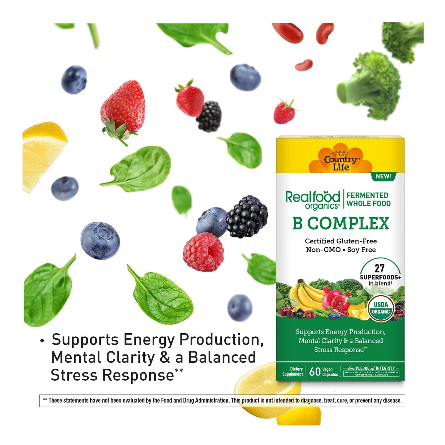 Country Life Realfood Organics B Complex Capsules, 60