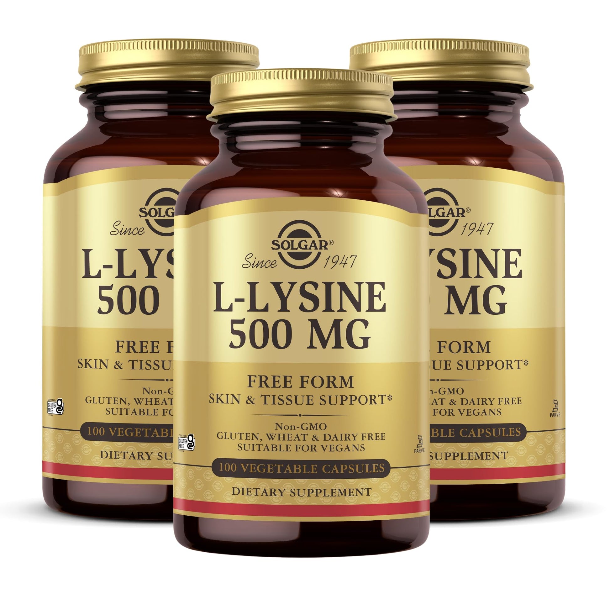 Solgar L-Lysine 500 mg Vegetable Capsules, 300 Count