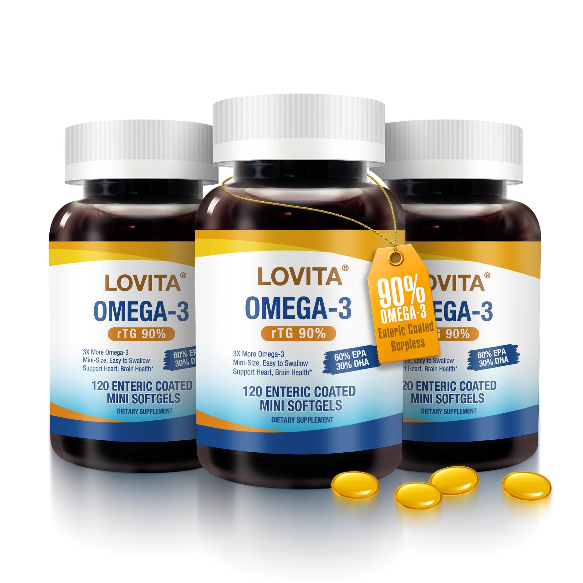 LOVITA Omega-3 Fish Oil 2000mg Supplement for Men and Women Softgel, 360 Softgels