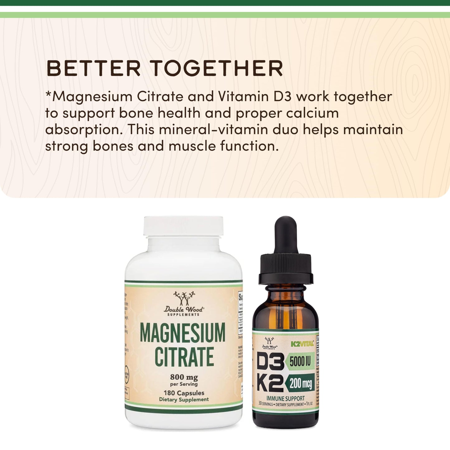 Double Wood Supplements Magnesium Citrate 800mg Capsules, 180 Count