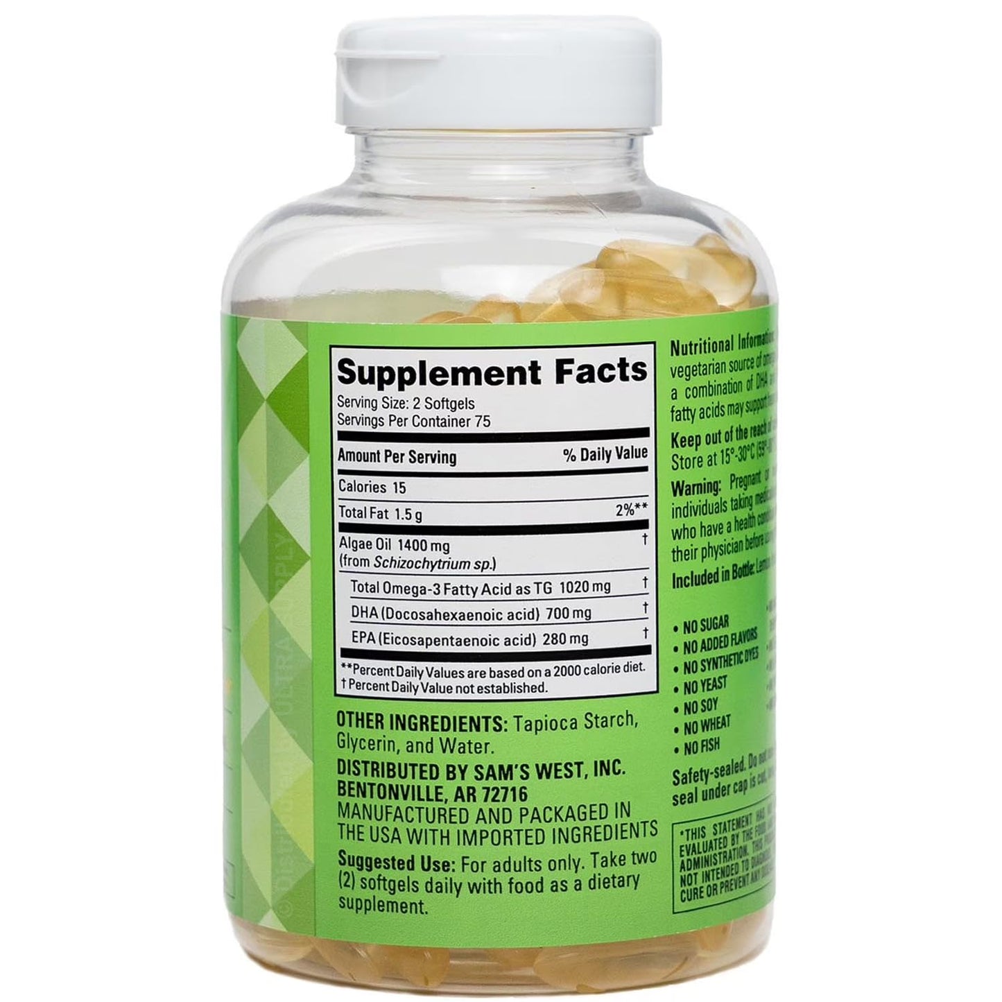 Generic Vegan Omega-3 Softgels 150 Count