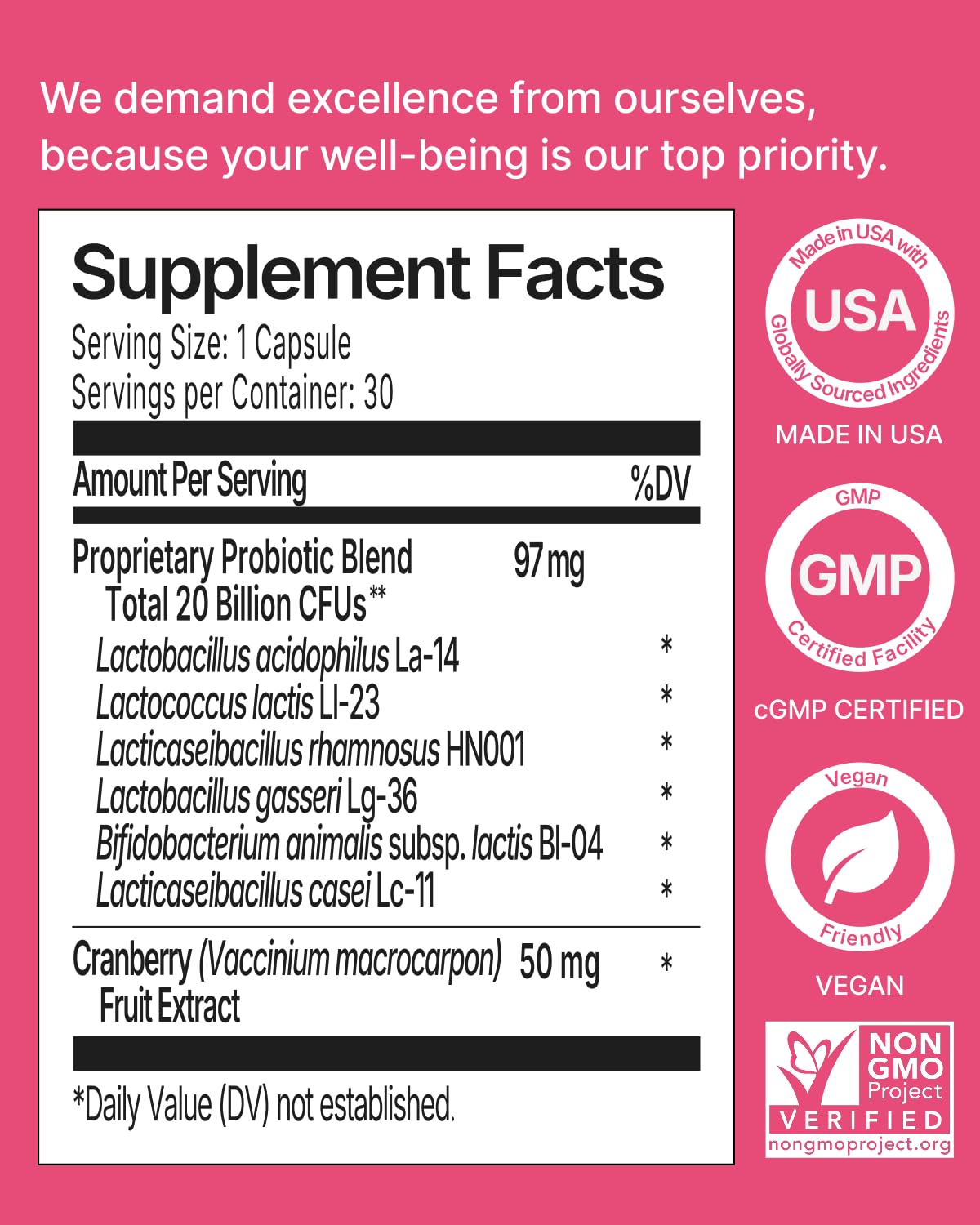 WonderBiotics Probiotics for Women Vaginal Health Capsules 30 Count