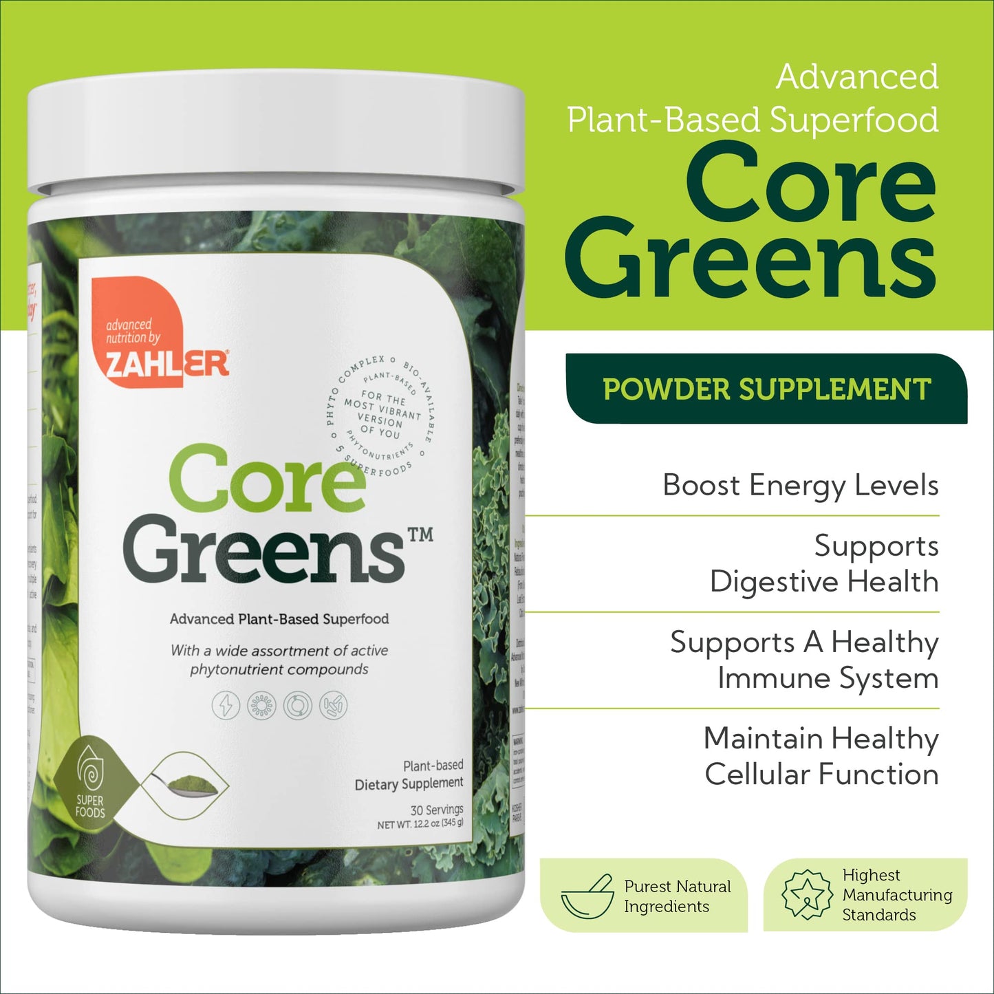 Zahler Core Greens Powder 12.2 Ounces