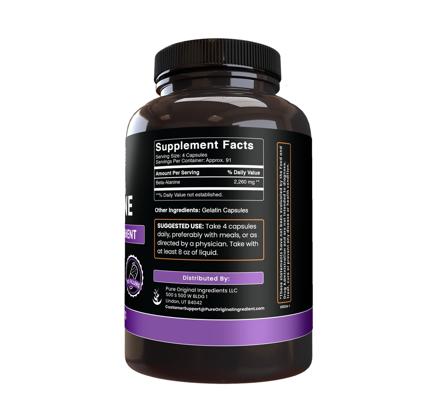 Pure Original Ingredients Beta Alanine Capsules, 365 Capsules