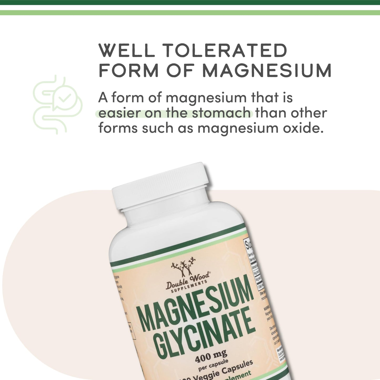 Double Wood Supplements Magnesium Glycinate 400mg Capsules 90 Count
