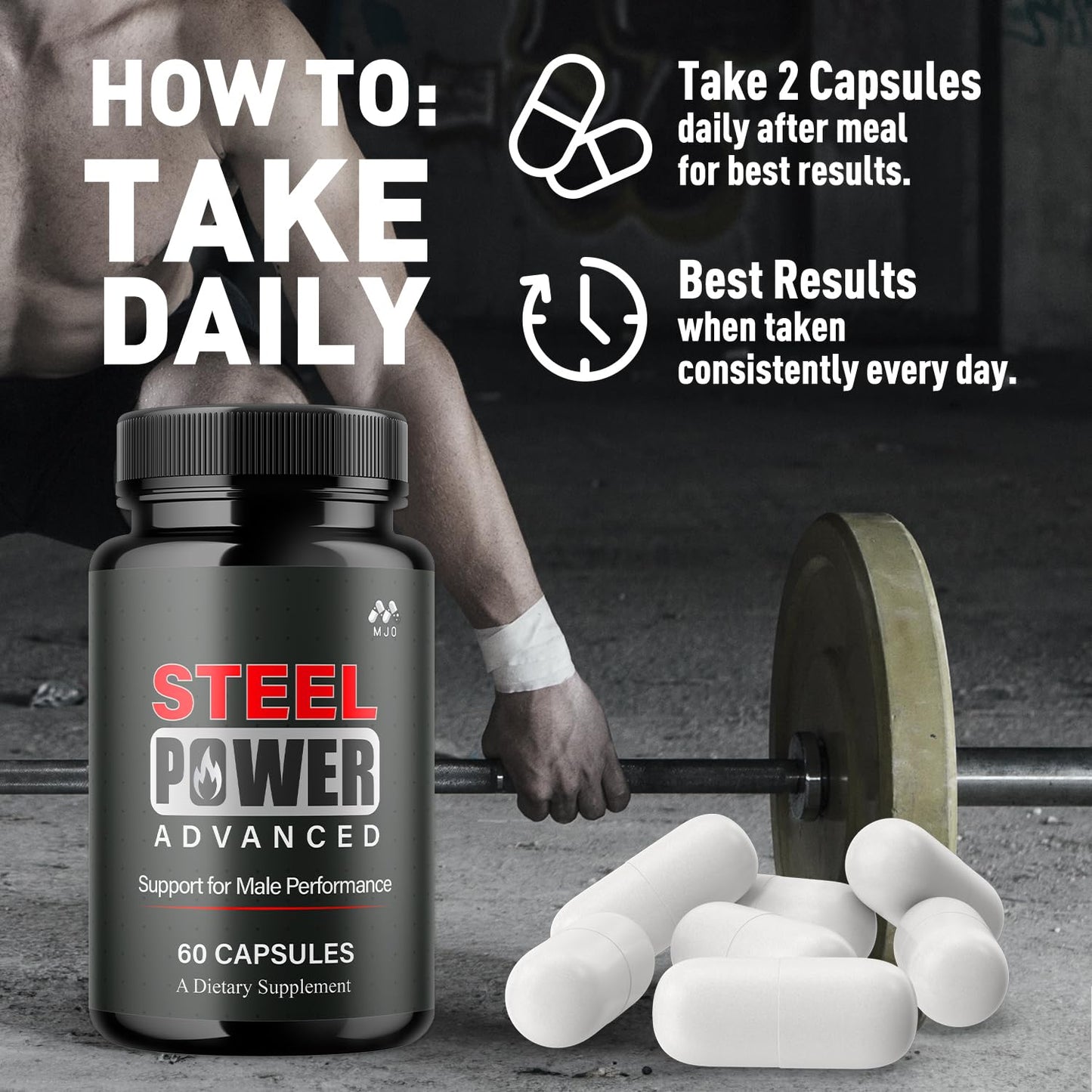 MJO Steel Power for Men Capsules, 120 Capsules