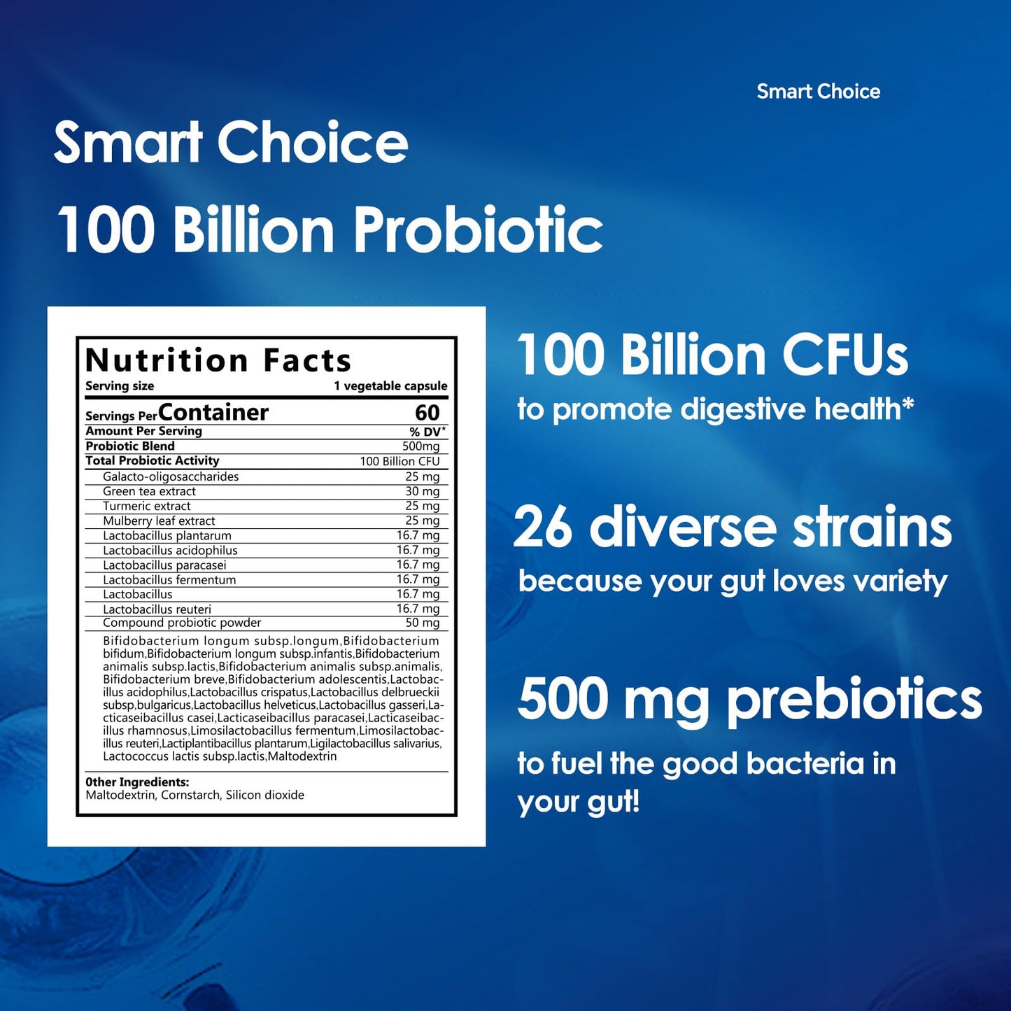 KTT US-Made Probiotics 100B CFU, 26 Strains + Organic Prebiotics, Supports Digestive & Immune Health, 120 Capsules