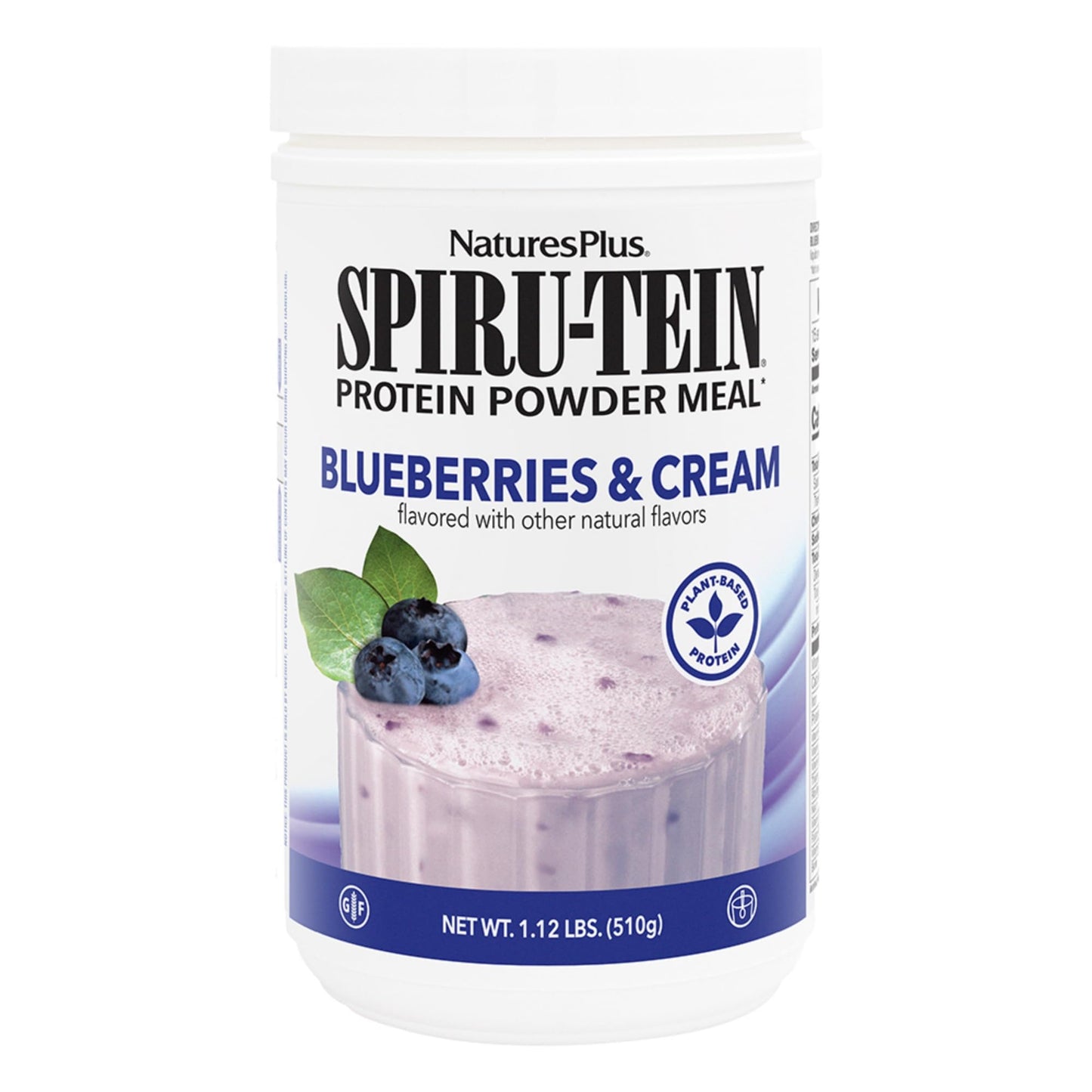 NaturesPlus SPIRU-TEIN Blueberries & Cream Plant-Based Protein Powder 17.92 Ounce