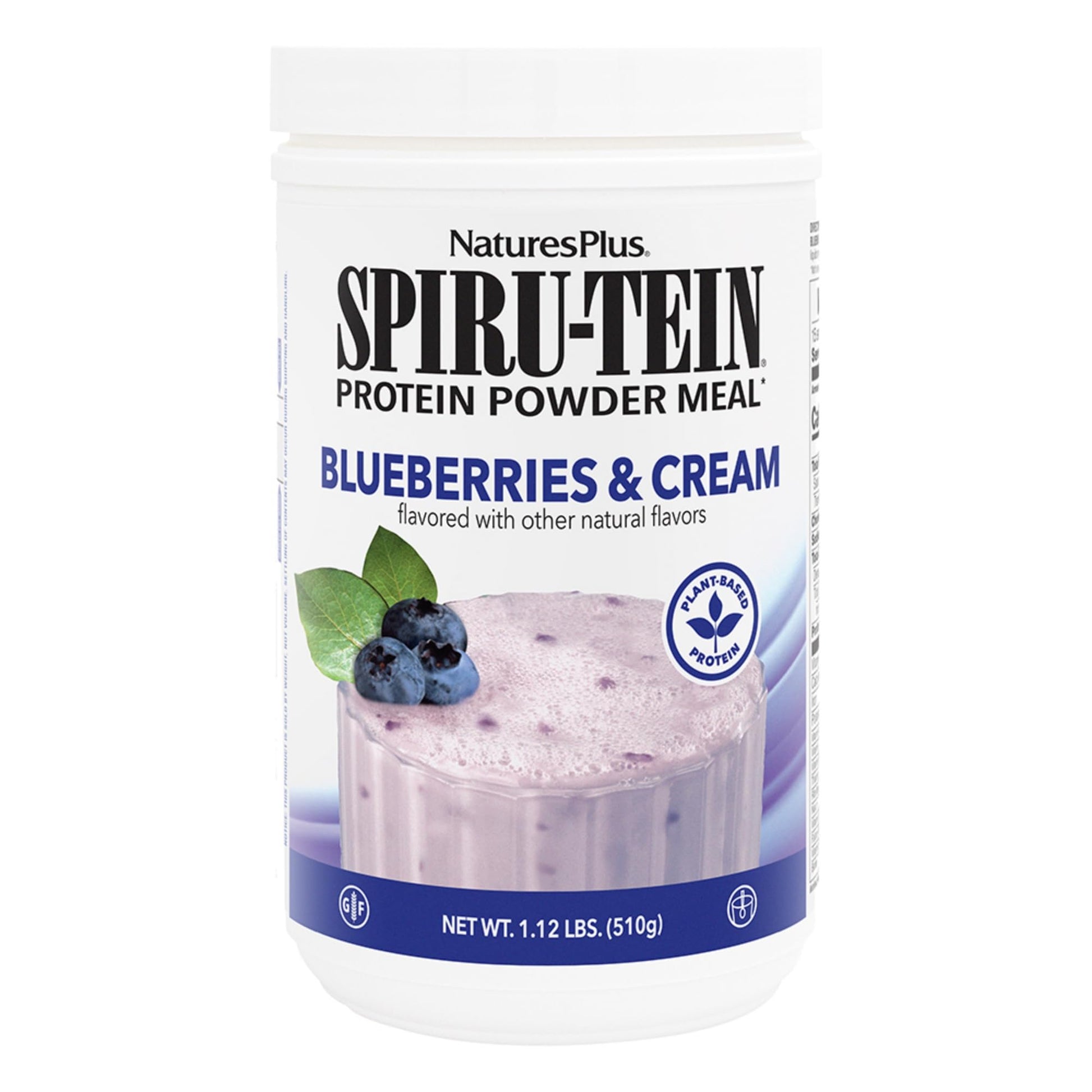 NaturesPlus SPIRU-TEIN Blueberries & Cream Plant-Based Protein Powder 17.92 Ounce