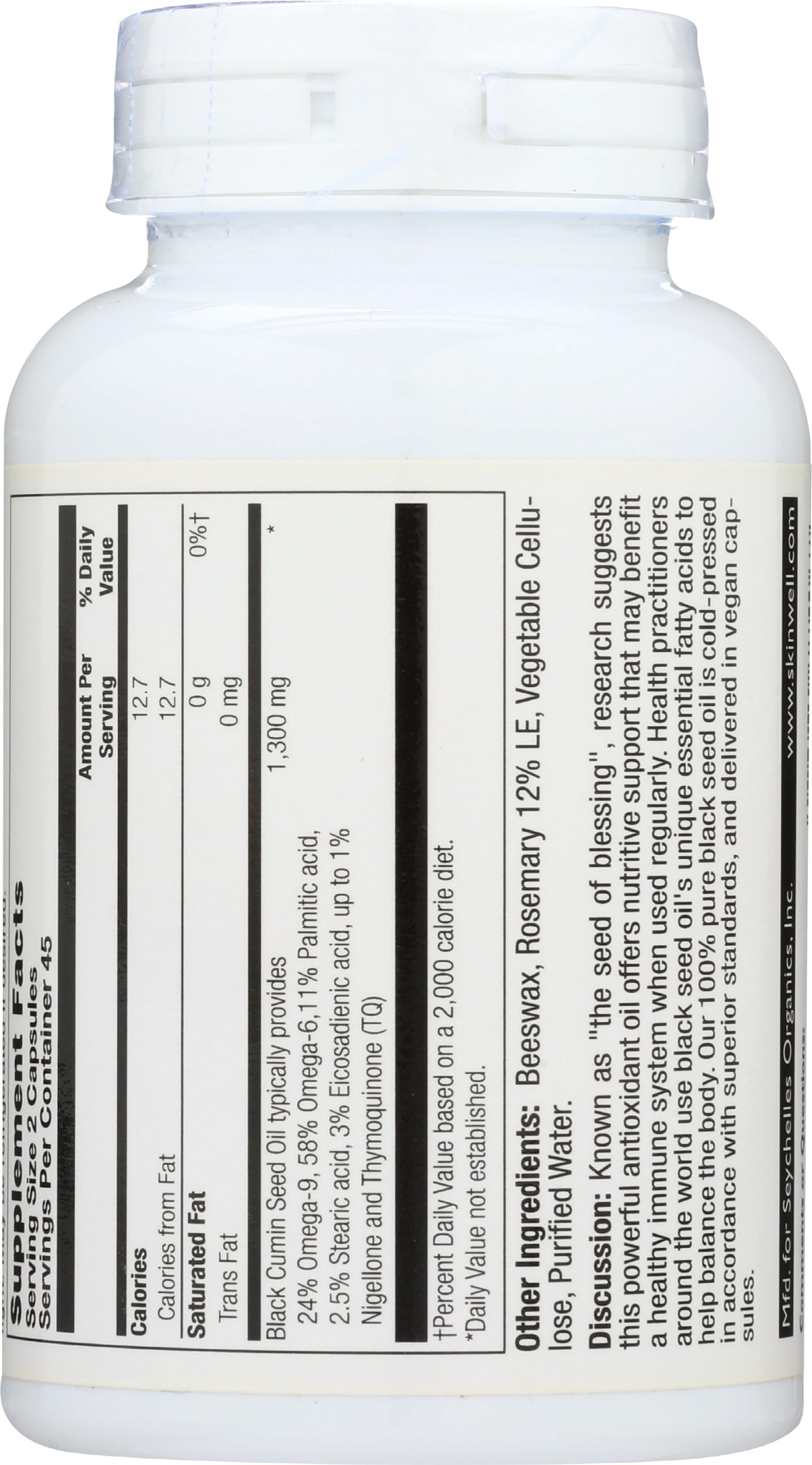 Heritage Store Black Seed Oil Capsules 90 Count