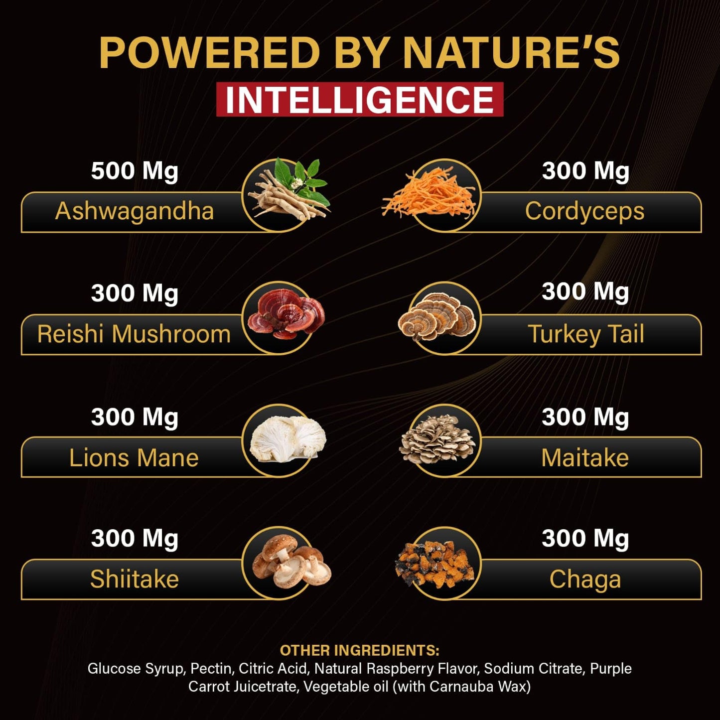 Powerhouse Vitality BrainRevive Lion's Mane Mushroom Gummies for Adults 60 Count